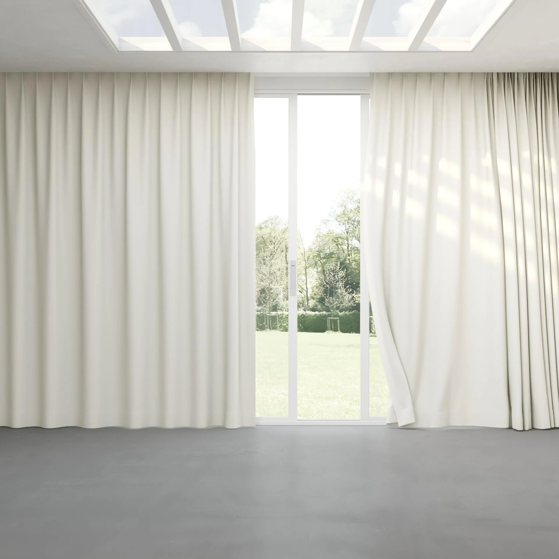 Full view of Ultra Dim Natural, pinch pleat