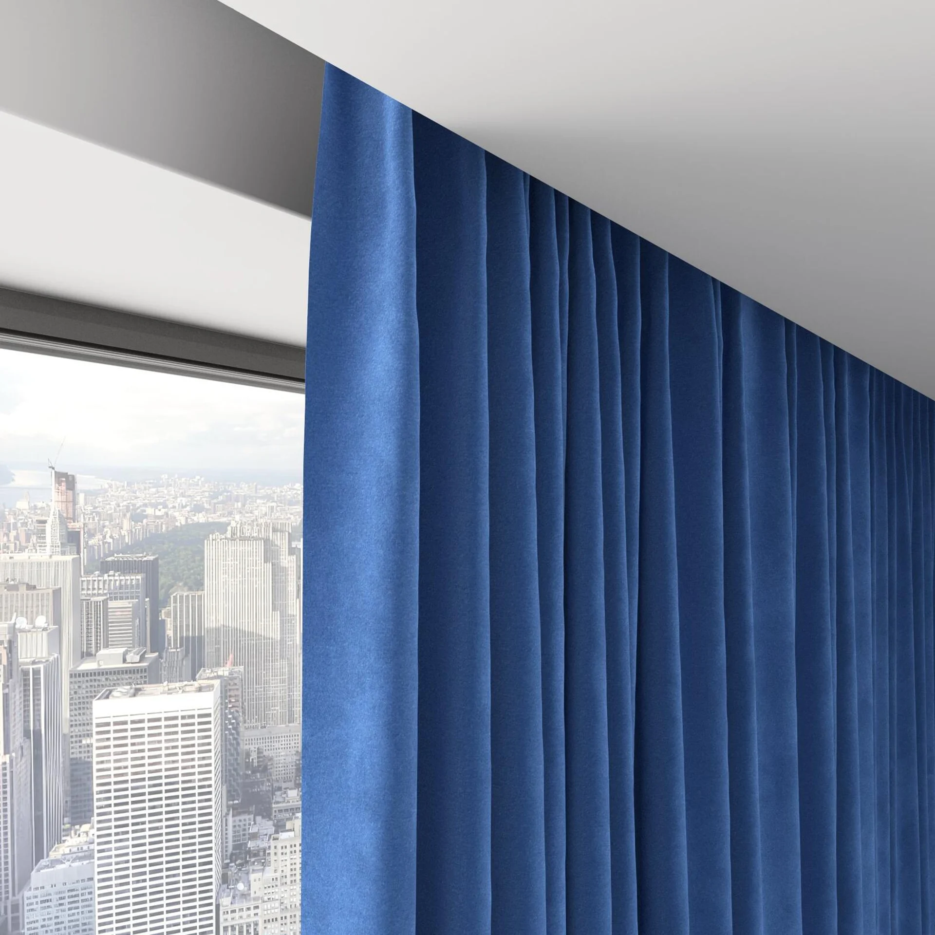 Top view of Lux Velvet Blue 8807, on hidden rail
