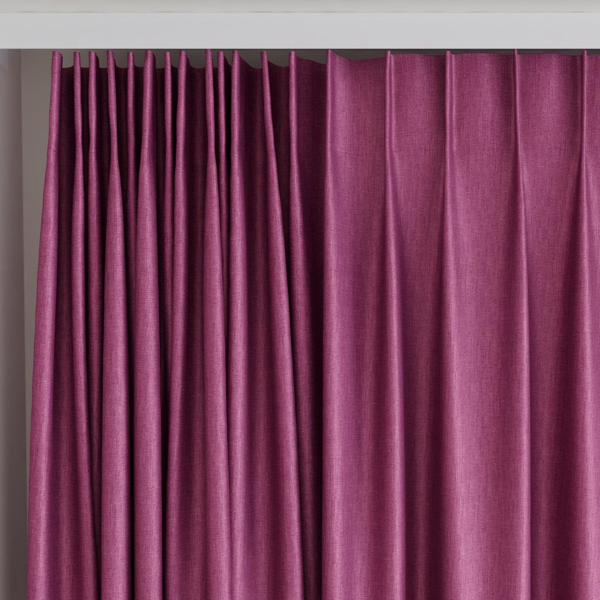 Top view of Matrix Fuchsia, on curtain rail