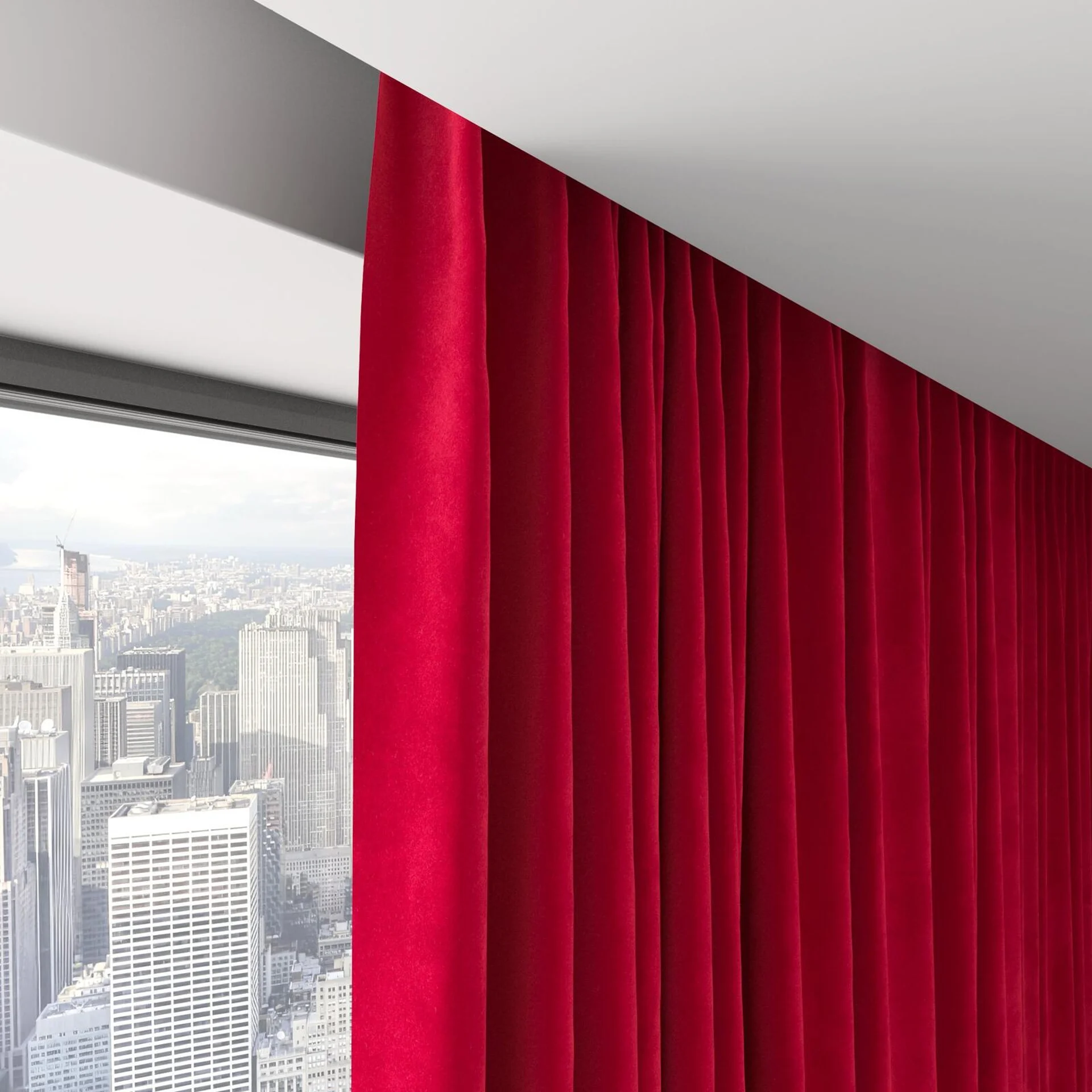 Top view of Lux Velvet Crimson 8605, on hidden rail