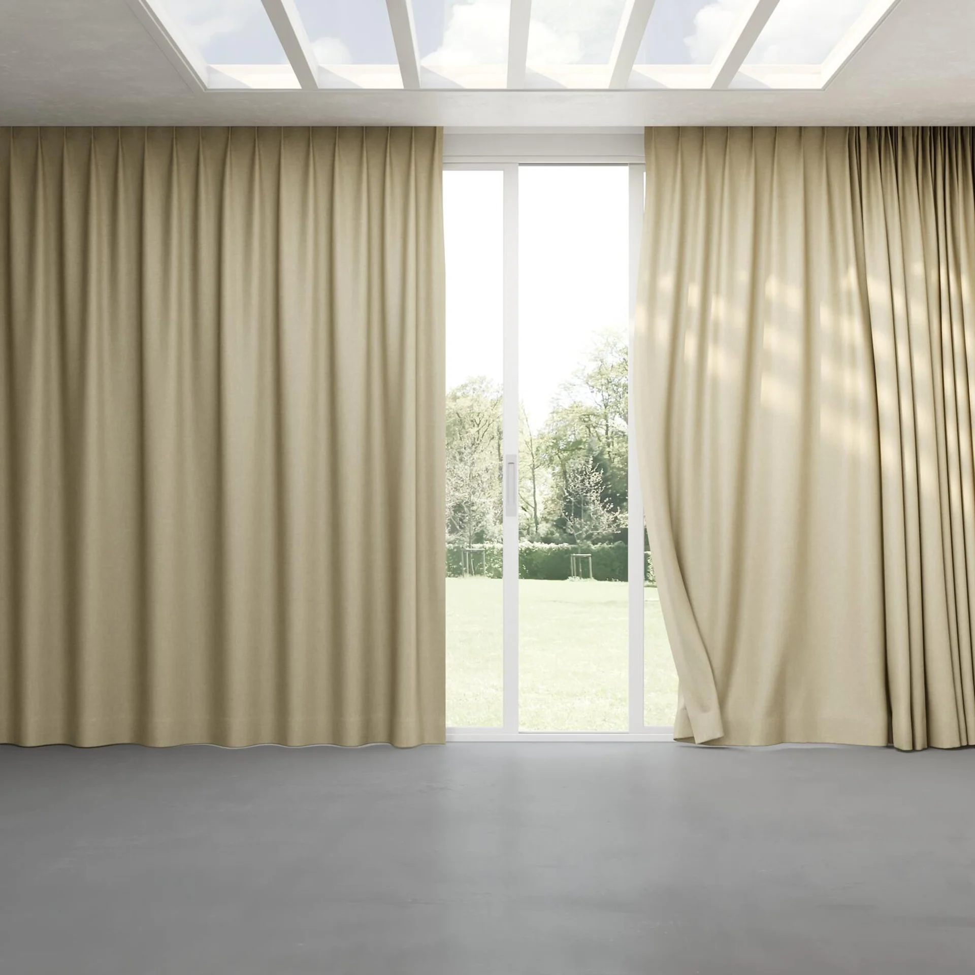 Full view of Perfecto Seagrass, pinch pleat