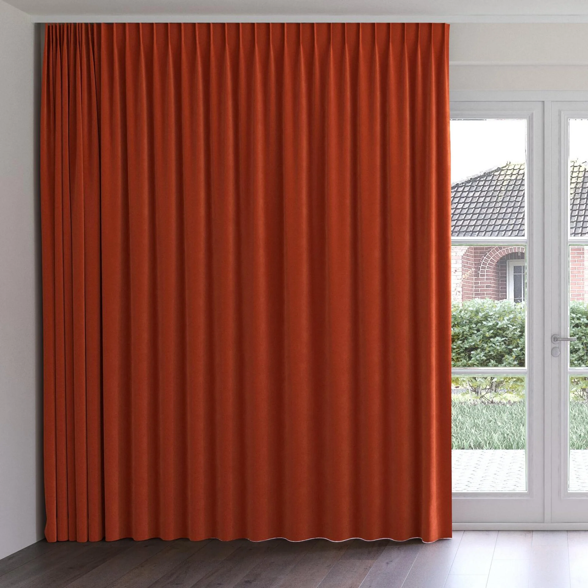 Front view of Verbier Sienna, on curtain rail