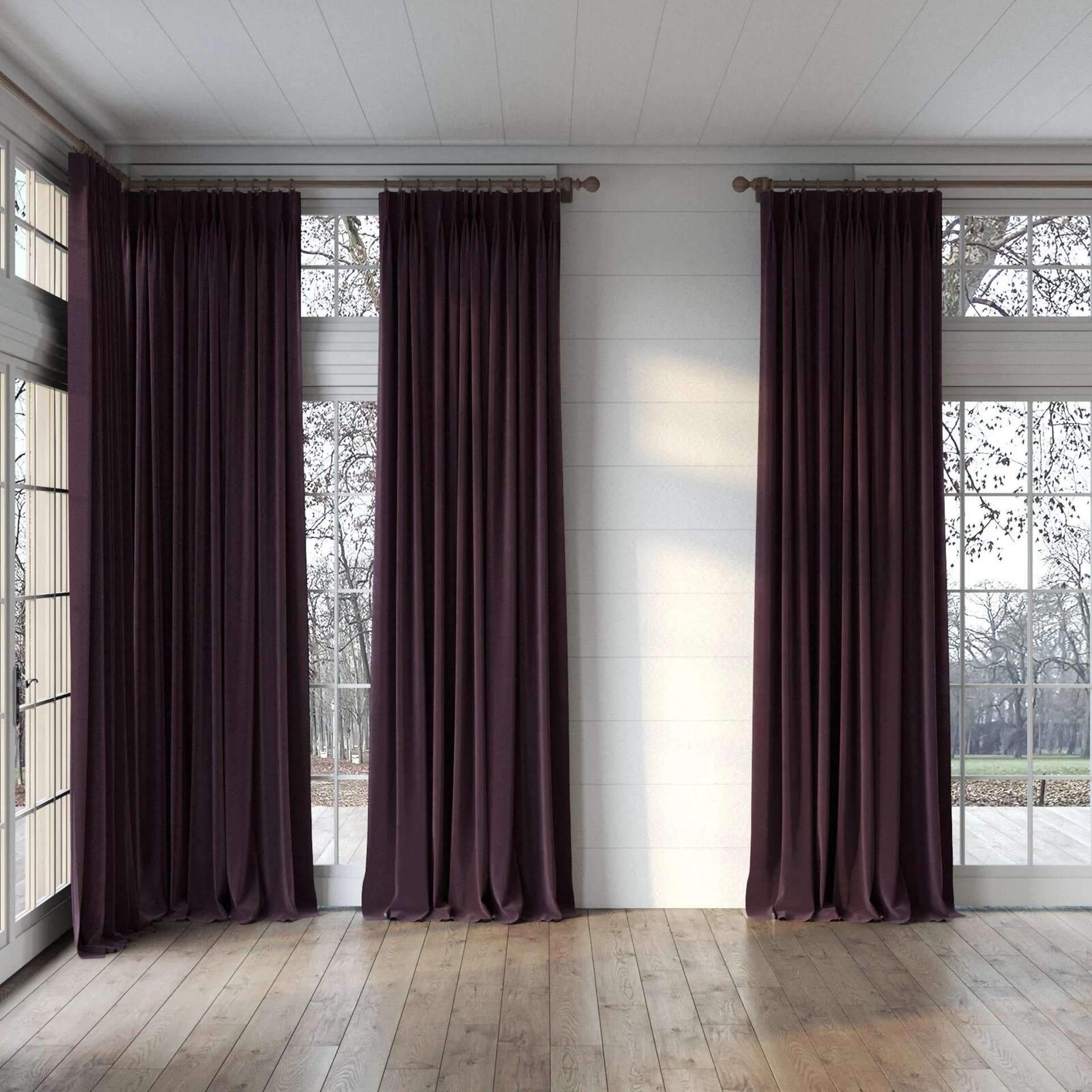 Full view of Vienna Mahogany, puddled, on curtain rod