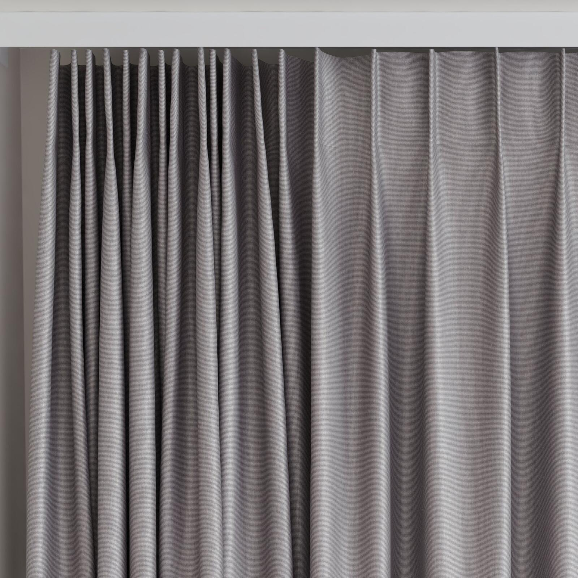 Top view of Wise Charcoal, on curtain rail