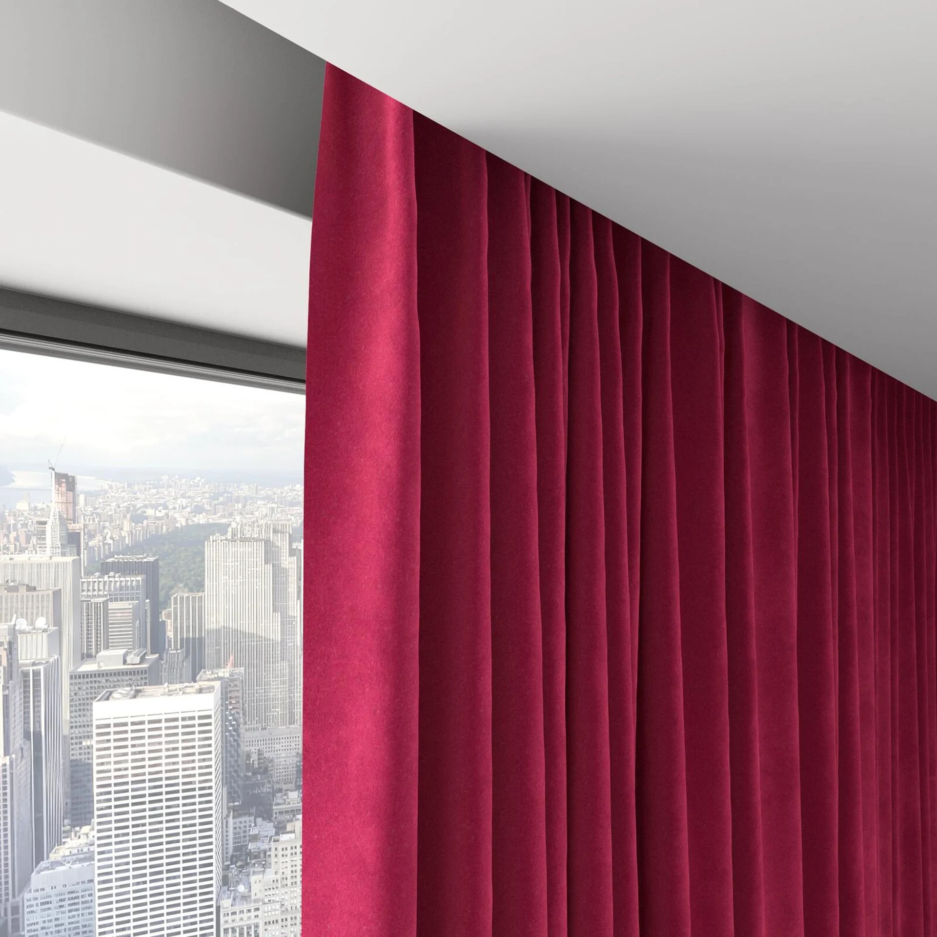 Top view of Lux Velvet Strawberry 8613, on hidden rail