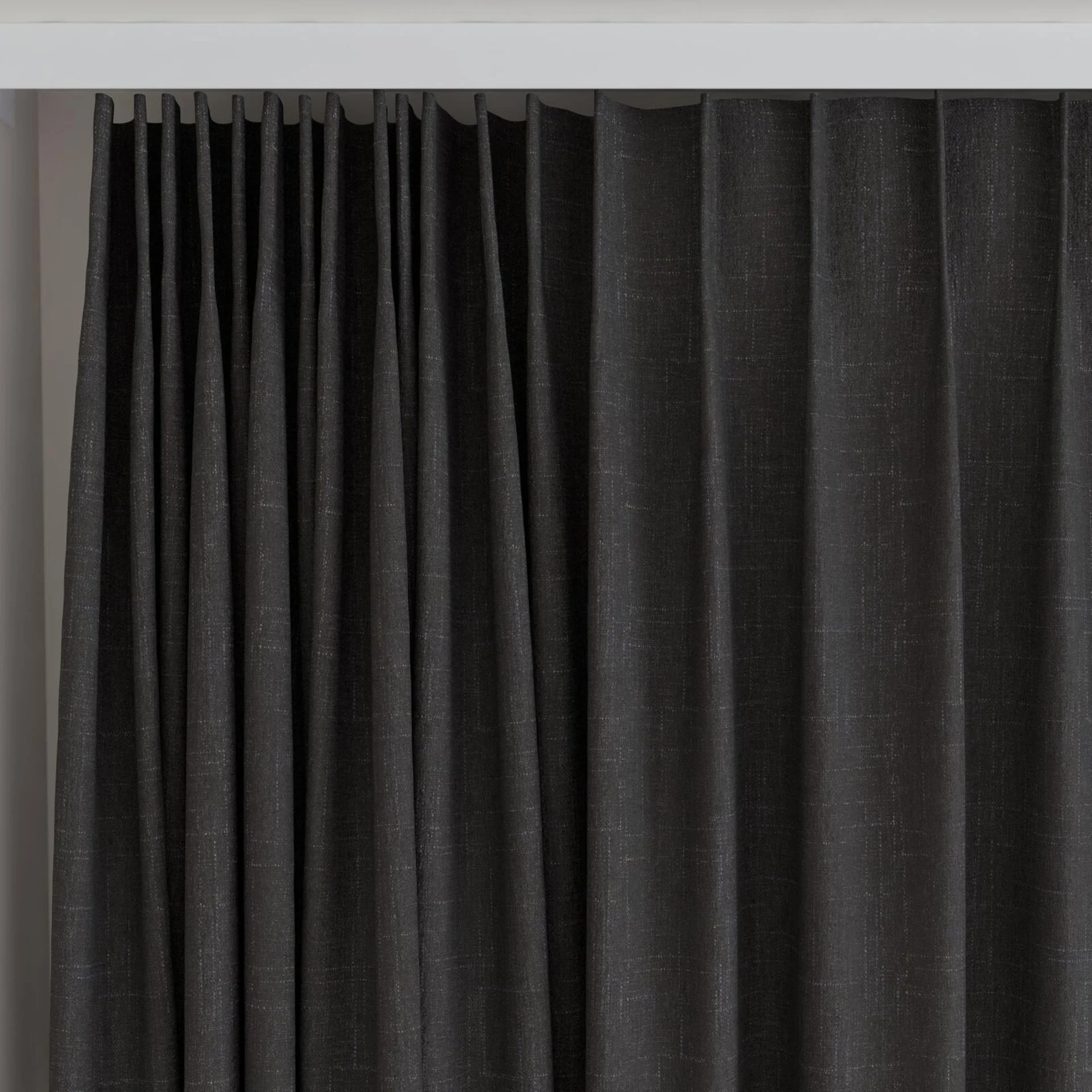 Top view of Cavalry Pewter, on curtain rail