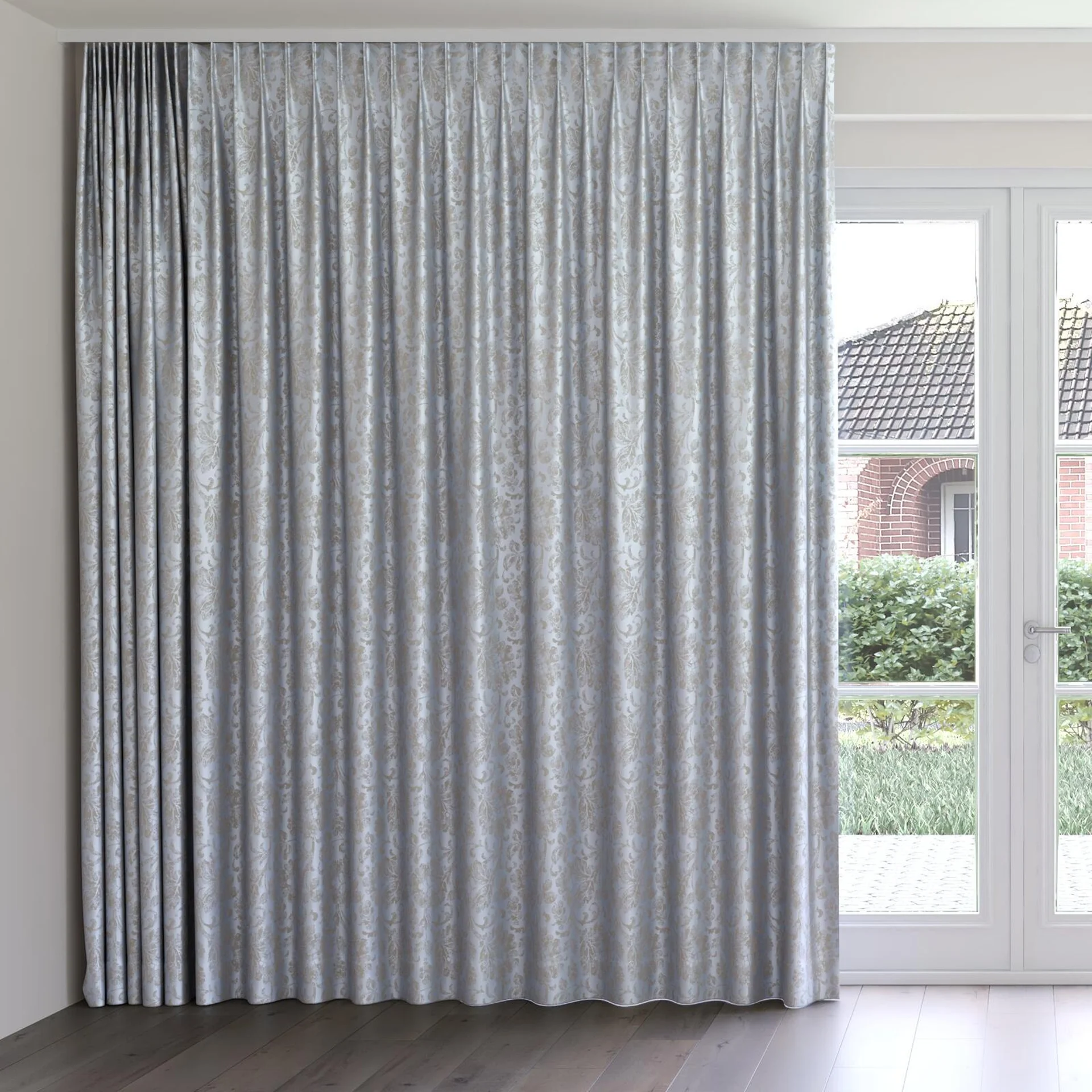 Front view of Florentine Ocean, on curtain rail