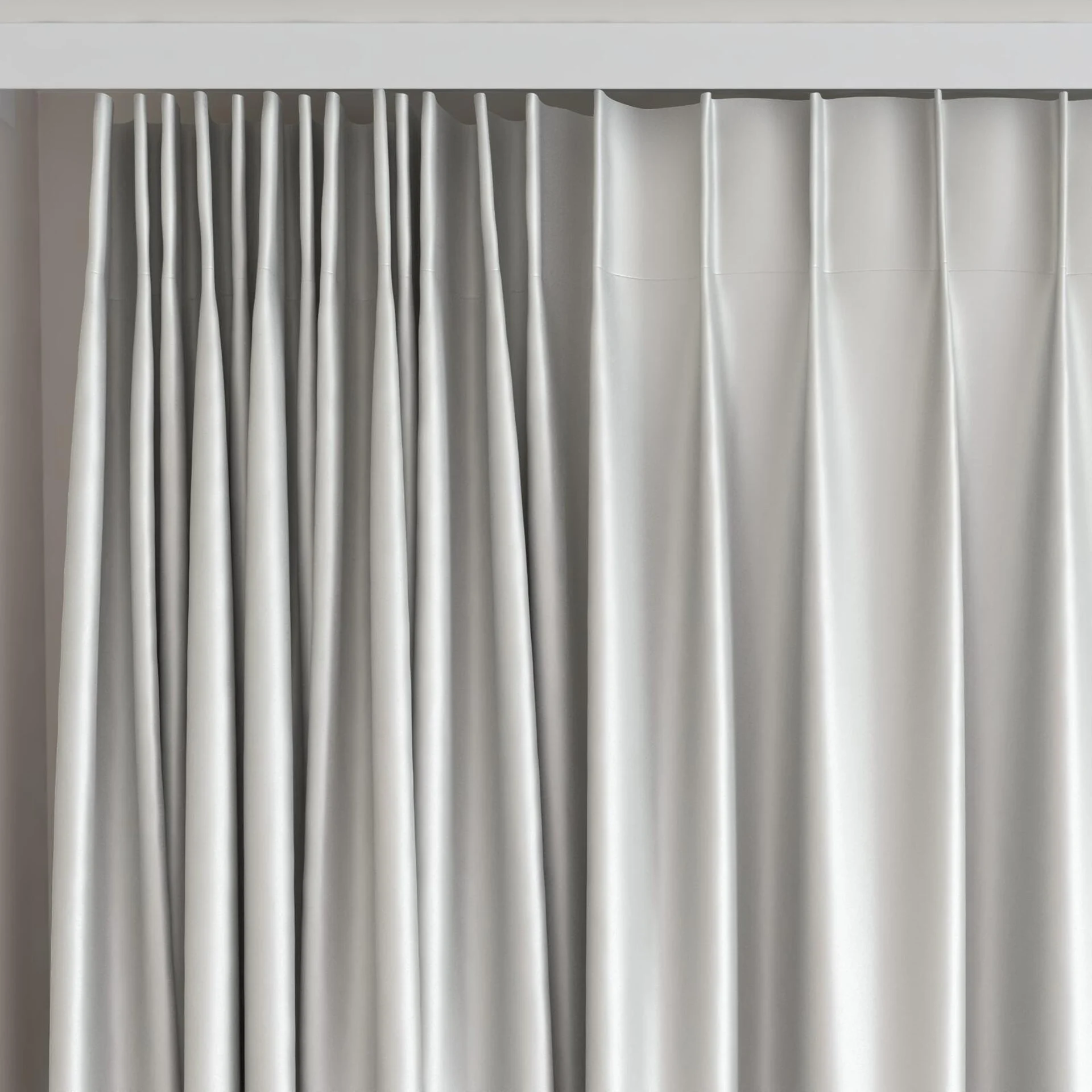 Top view of Sleek Silver, on curtain rail