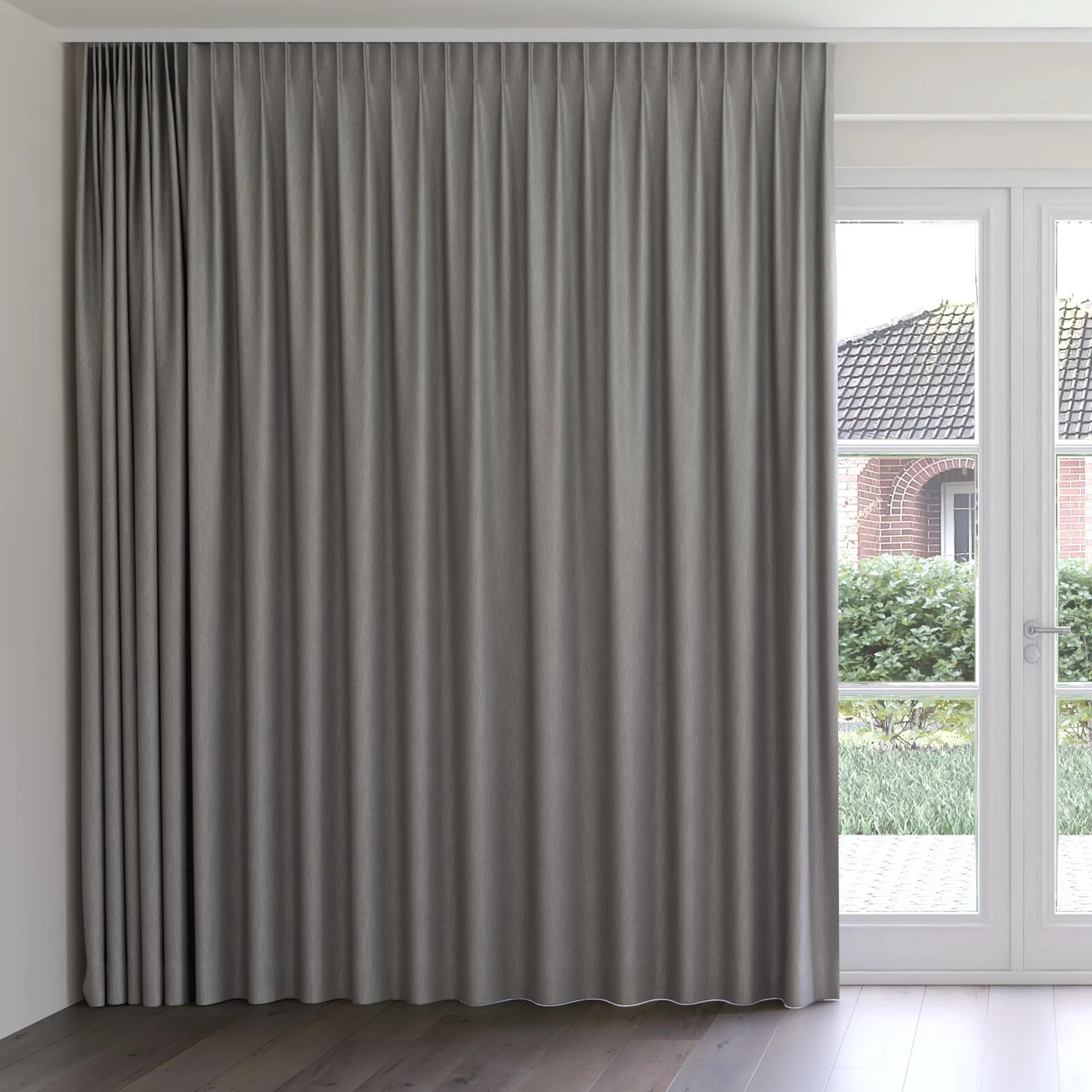 Front view of Cordoba Mouse, on curtain rail