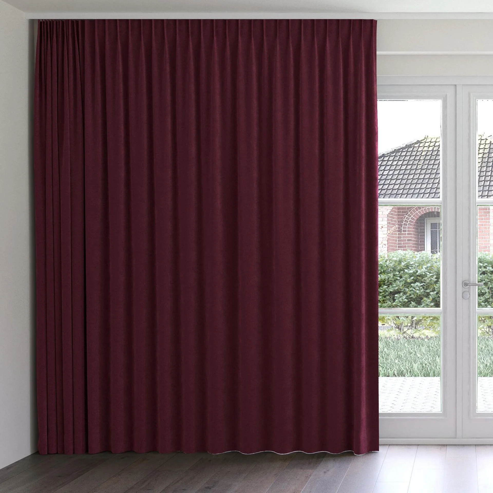 Front view of Lux Velvet Port 8614, on curtain rail