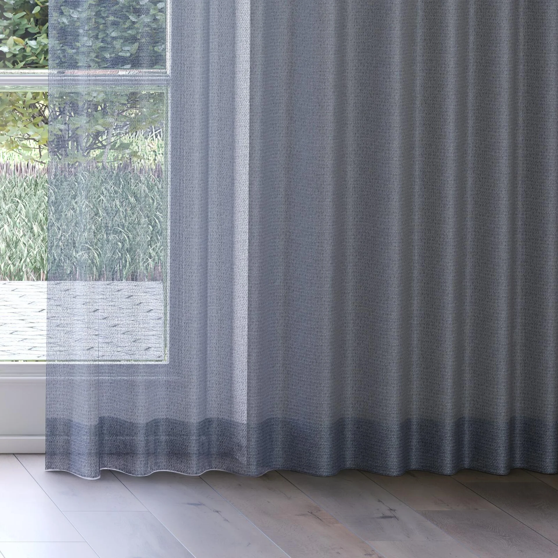 Bottom view of Cosmos Midnight, on curtain rail