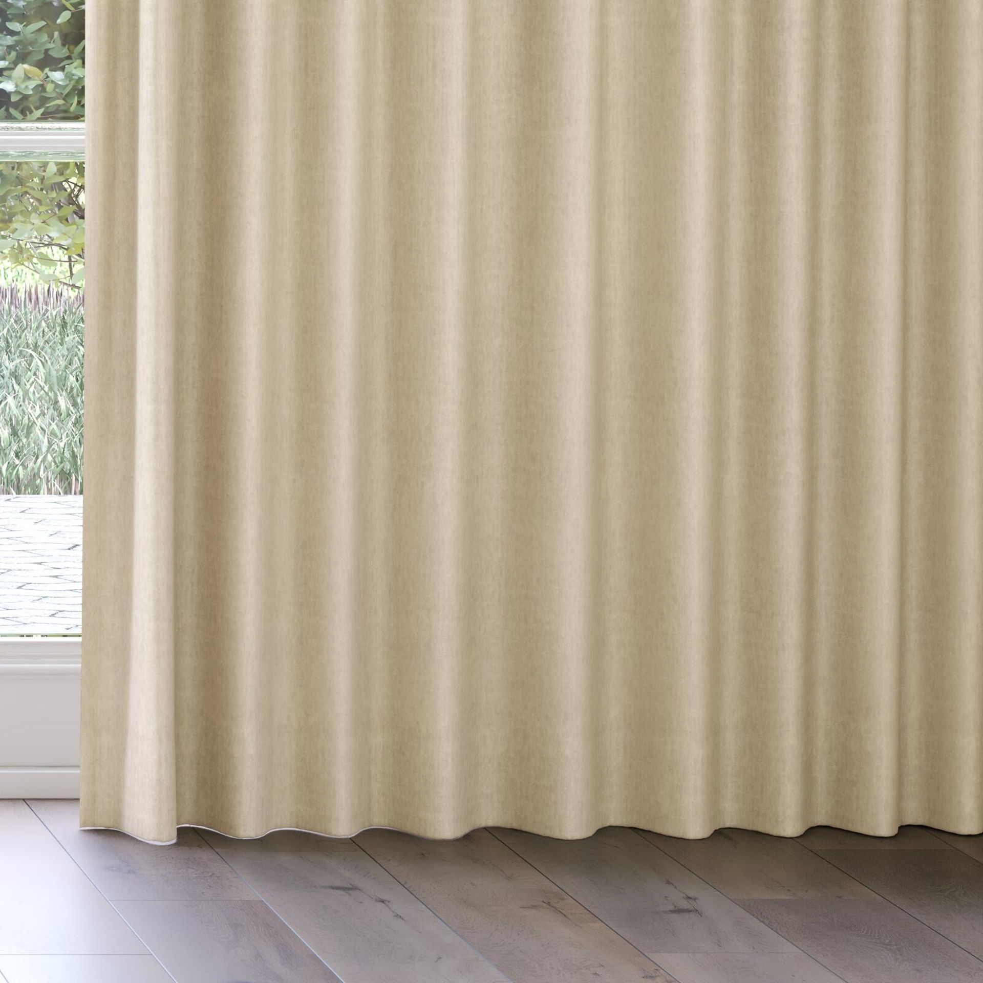 Bottom view of Monterey Flan, on curtain rail