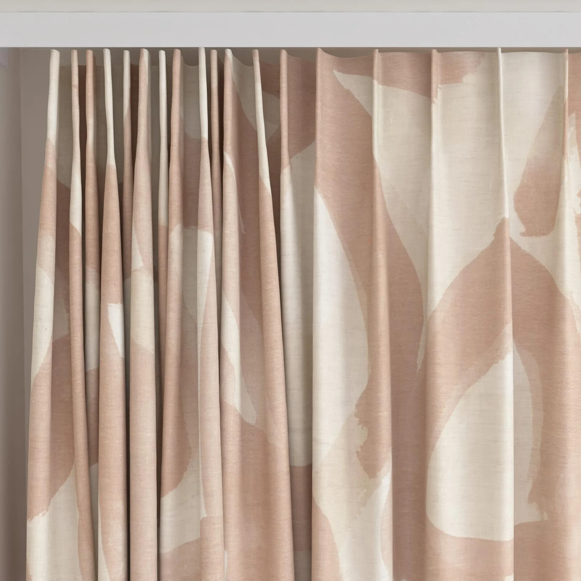 Top view of Abstraction Earthenware, on curtain rail