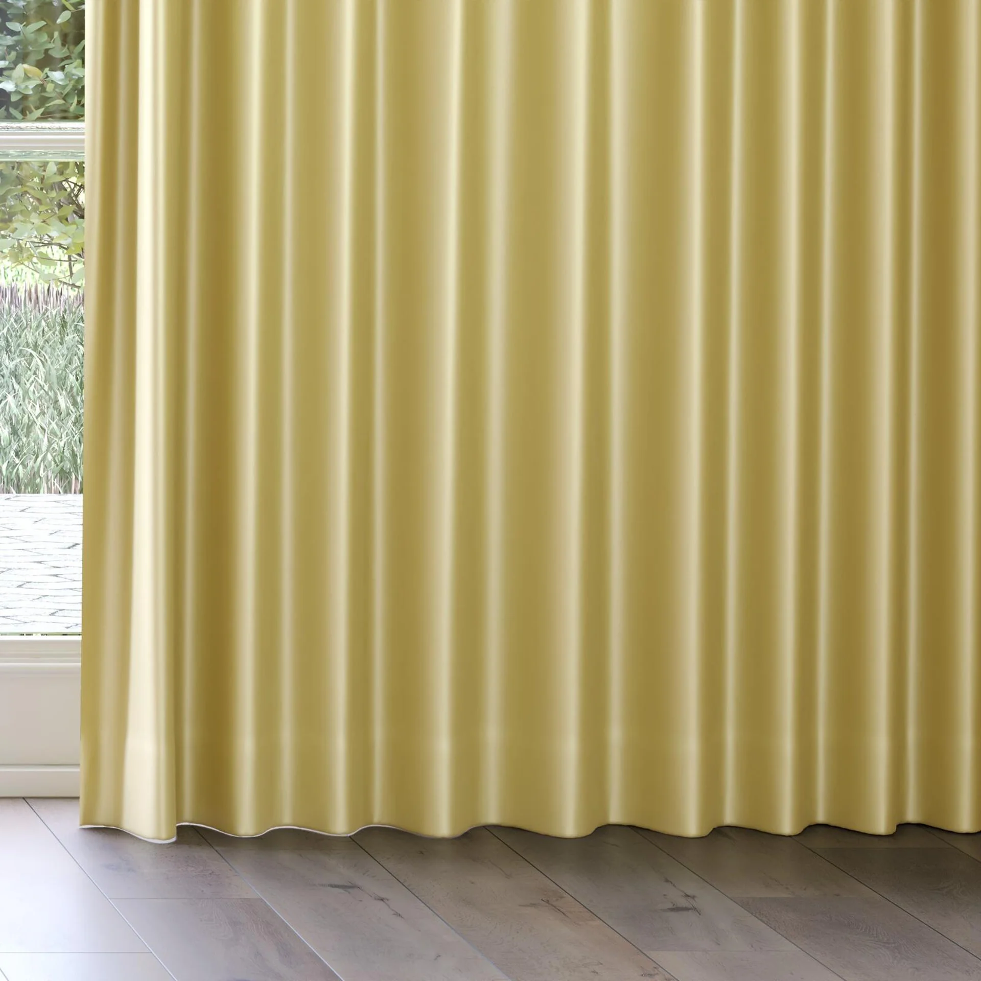 Bottom view of Moonbeam Straw, on curtain rail