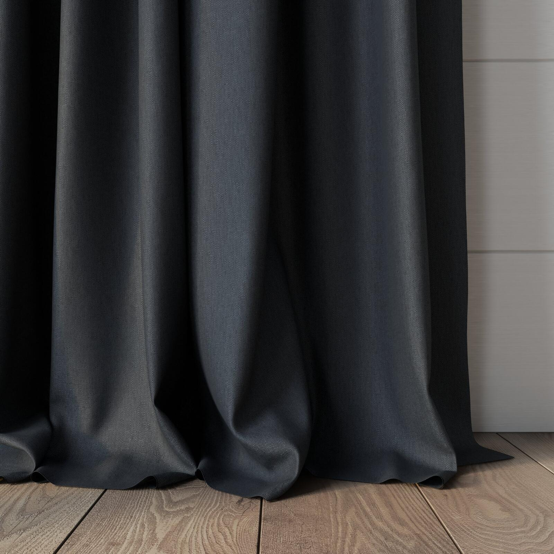 Bottom view of Infinite Slate, puddled, on curtain rod