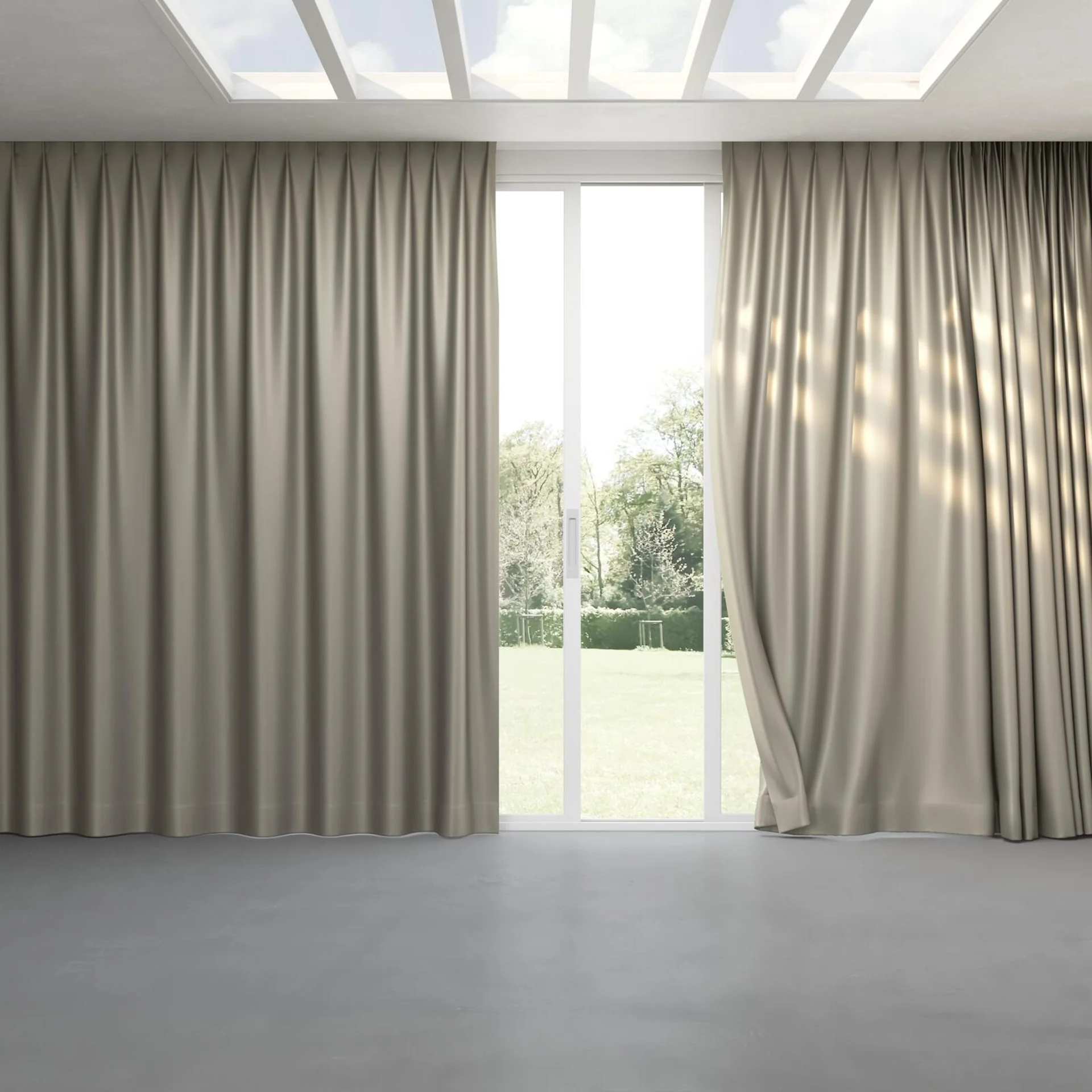 Full view of Sleek Castor, pinch pleat