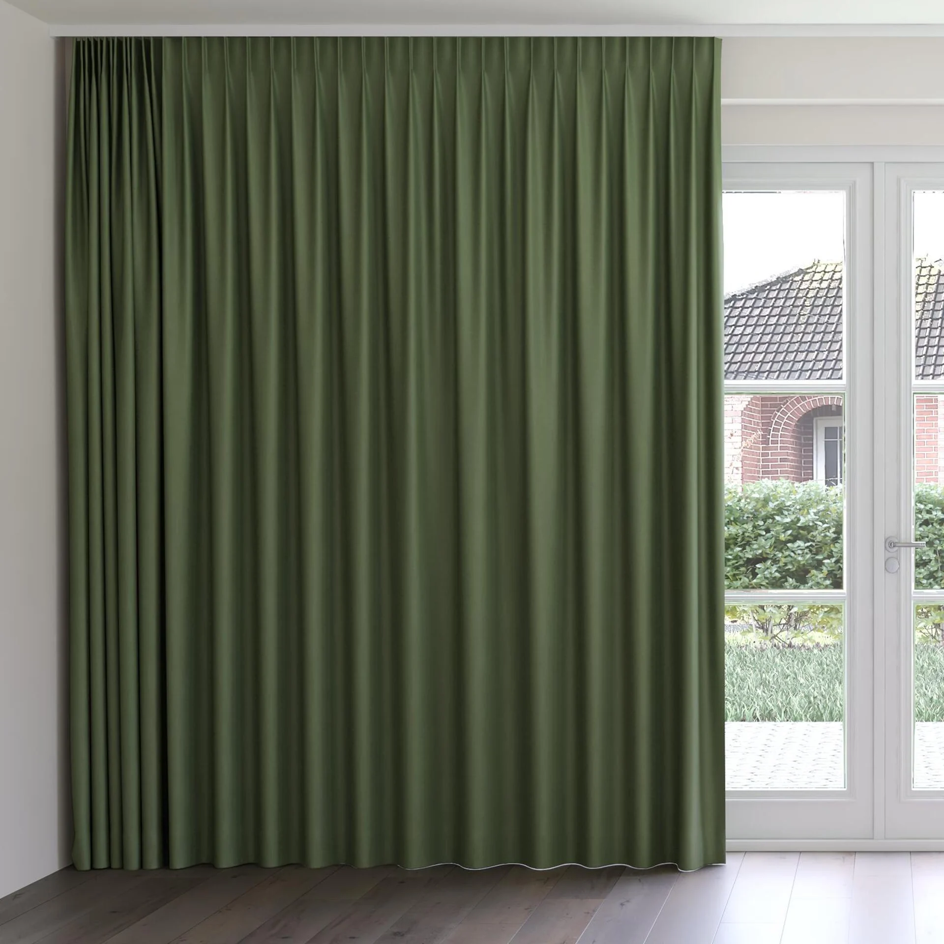 Front view of Kanvas Grass, on curtain rail