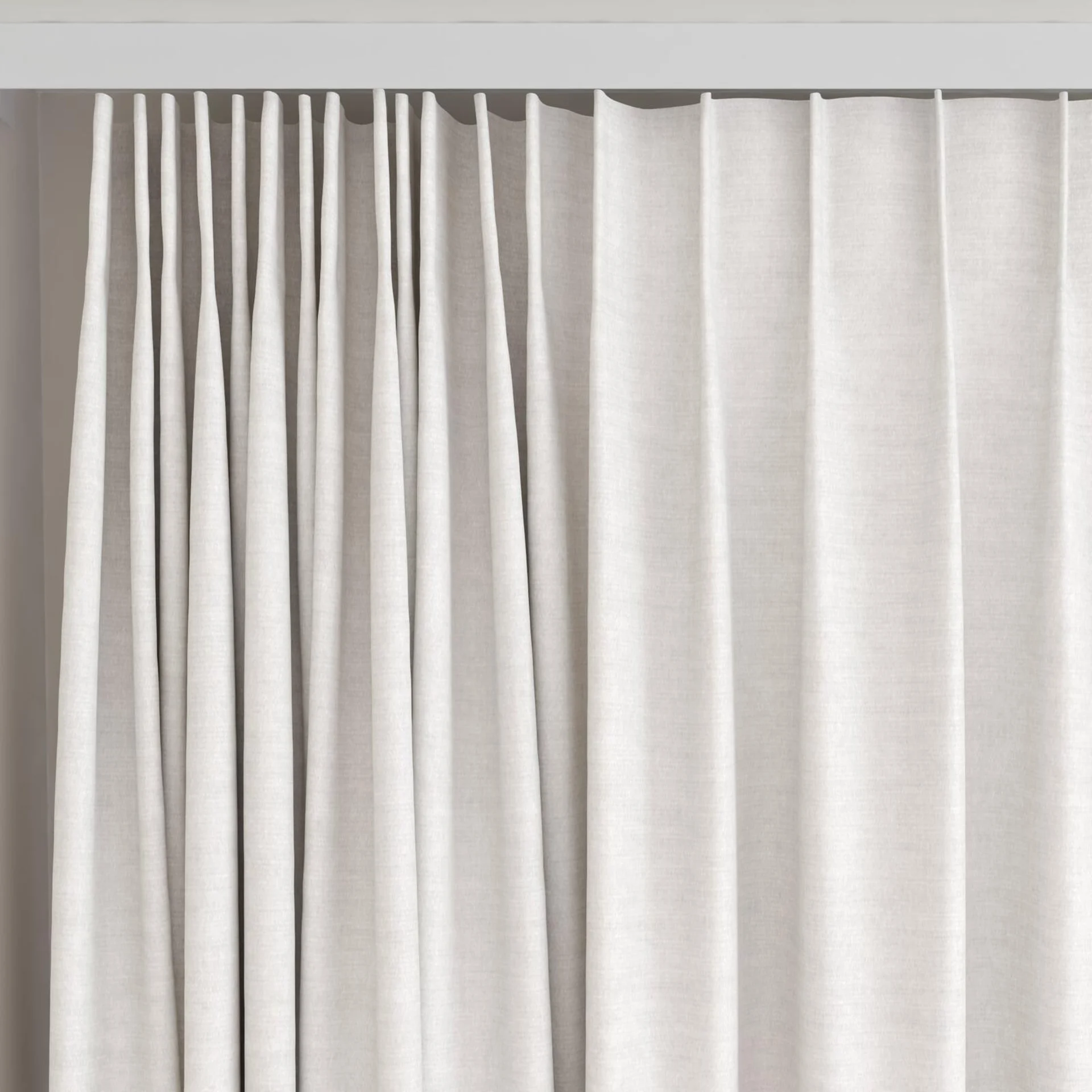 Top view of Drama Silver, on curtain rail