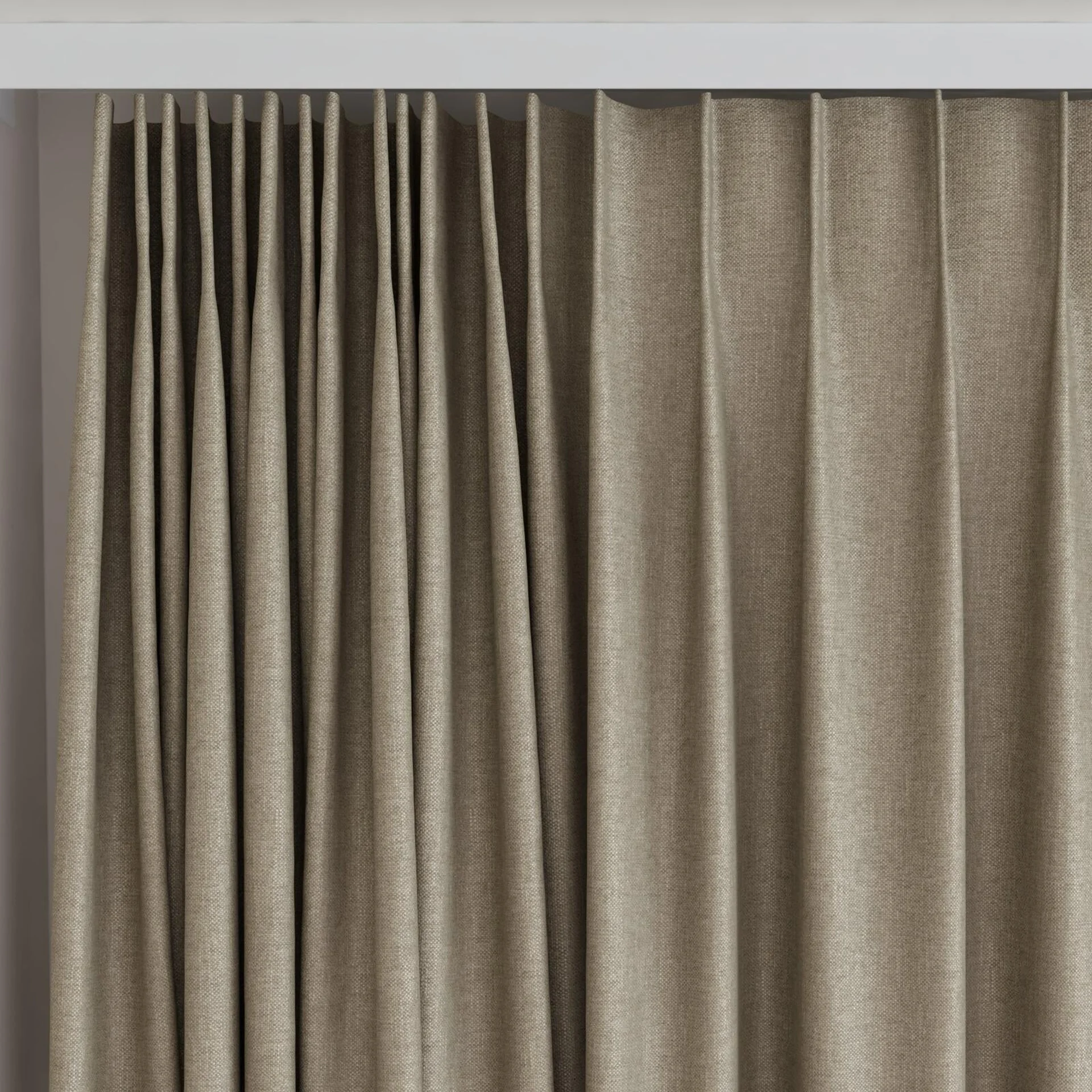 Top view of Perfecto Fossil, on curtain rail
