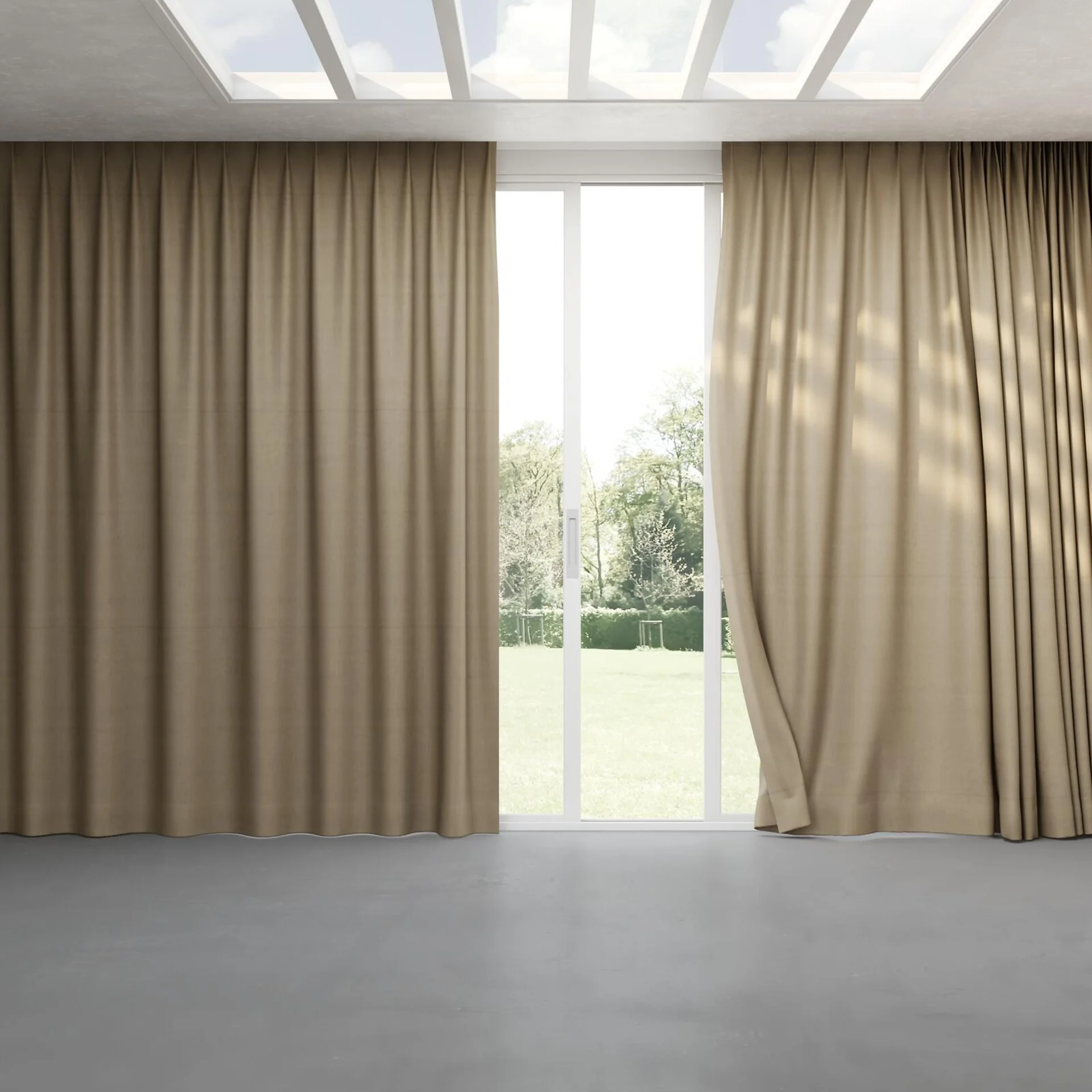 Full view of Warlock Linen, pinch pleat