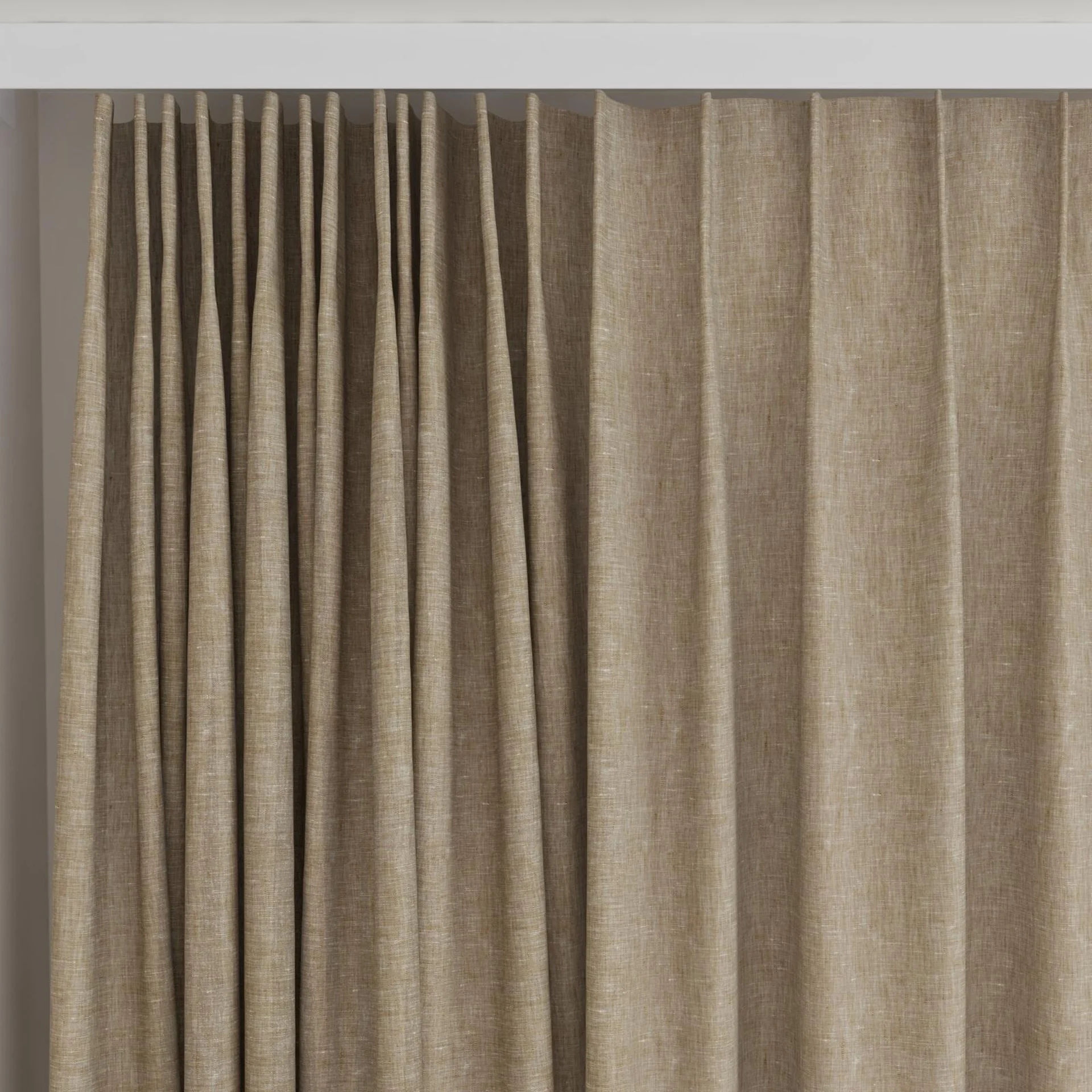 Top view of Gesso Lino Bamboo, on curtain rail