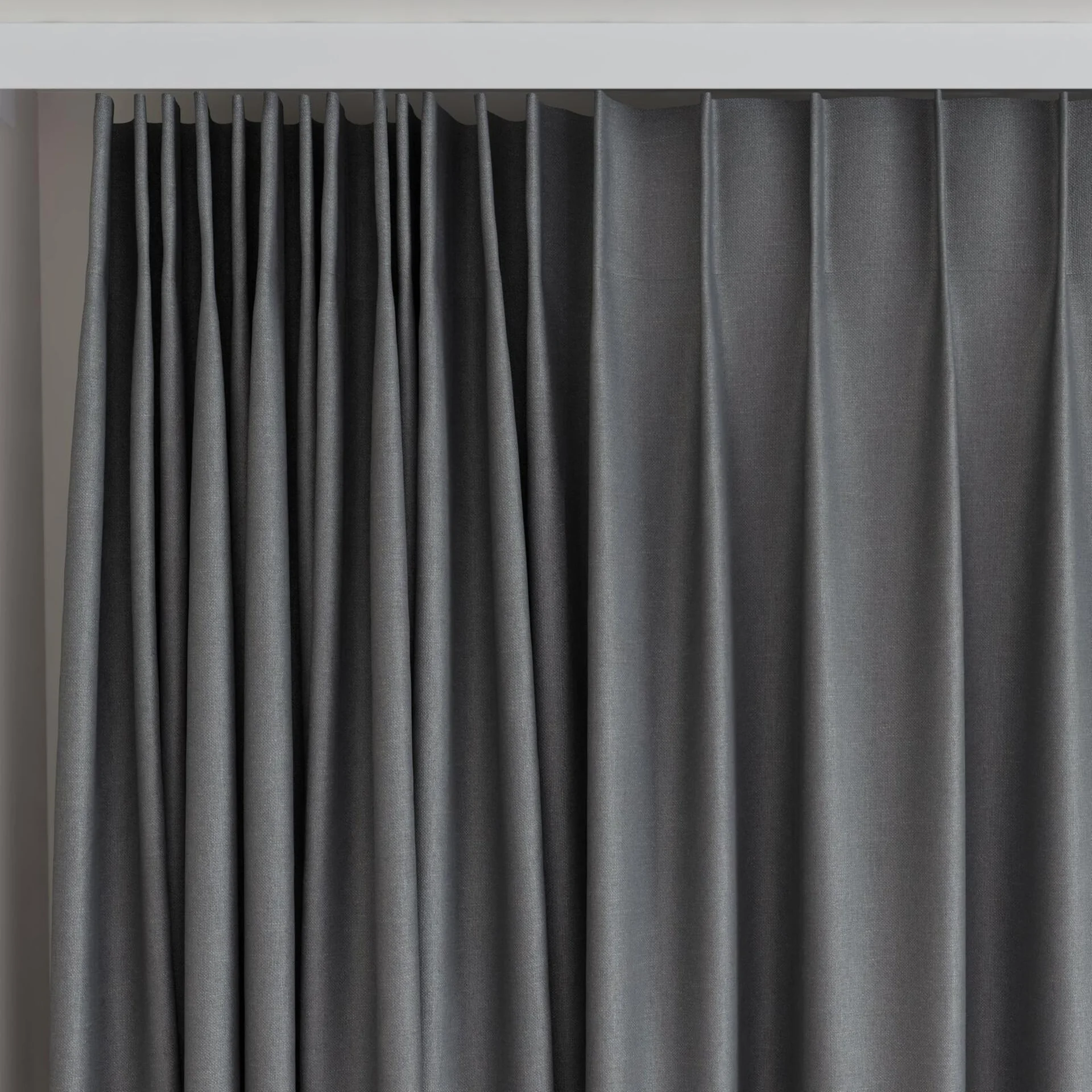 Top view of Kanvas Charcoal, on curtain rail