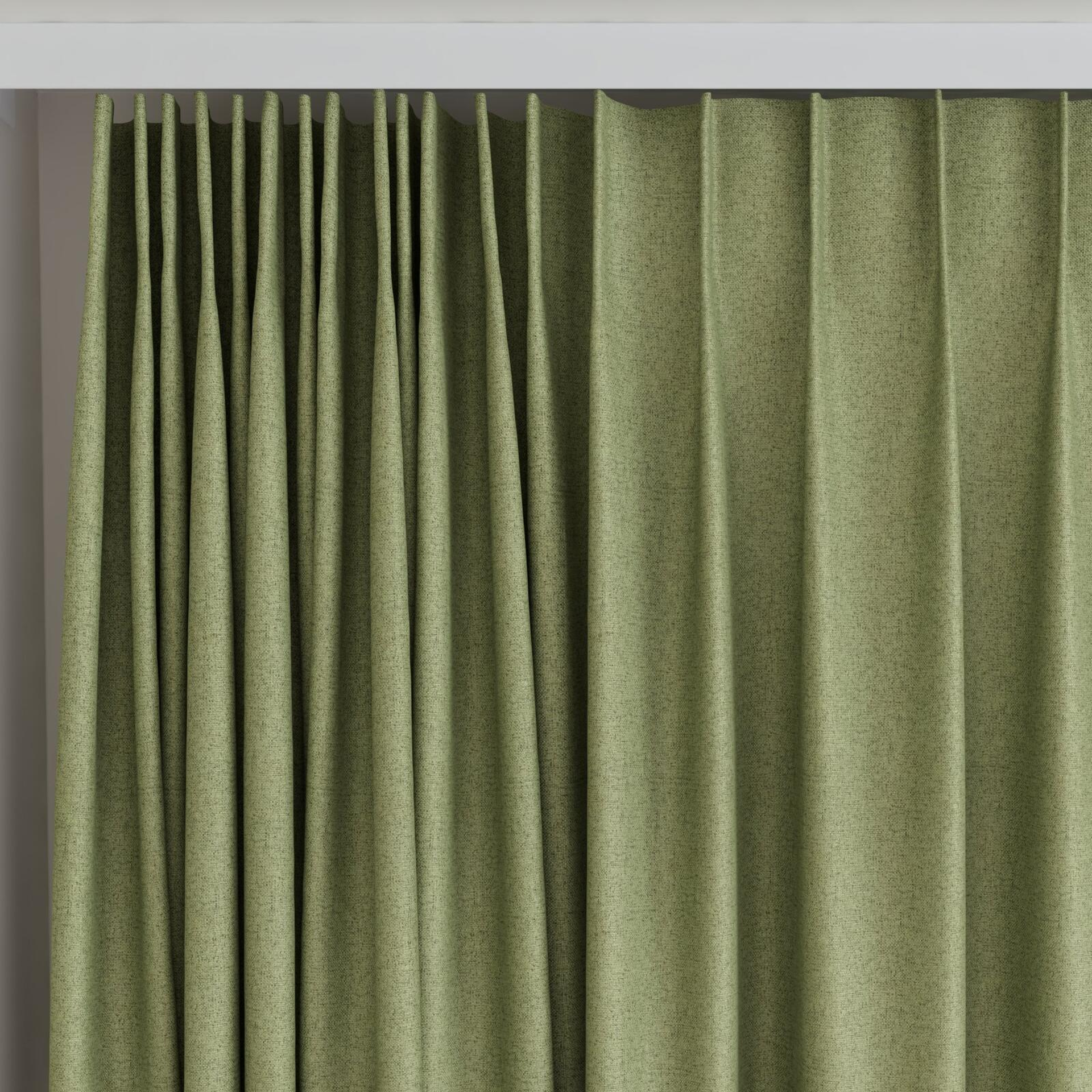 Top view of Liberate Emerald, on curtain rail
