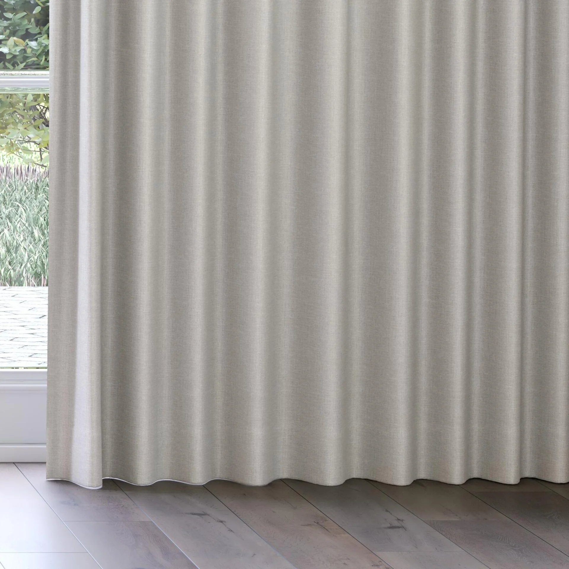 Bottom view of Frisco Silver, on curtain rail