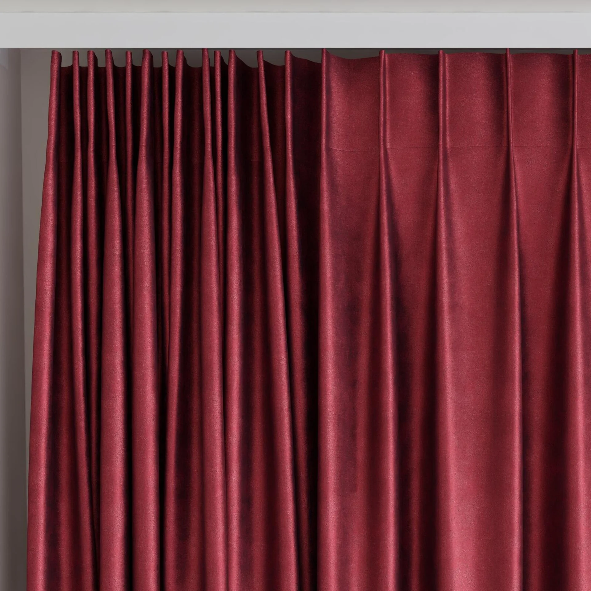 Top view of Fizz Bordeaux, on curtain rail