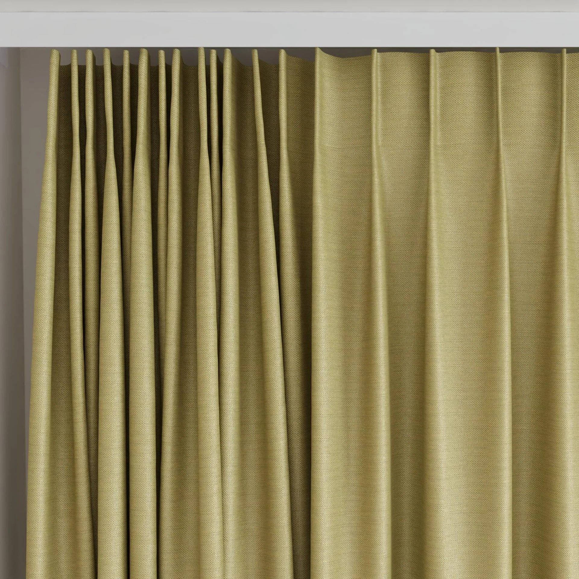Top view of Re-Juvenate Chartreuse, on curtain rail