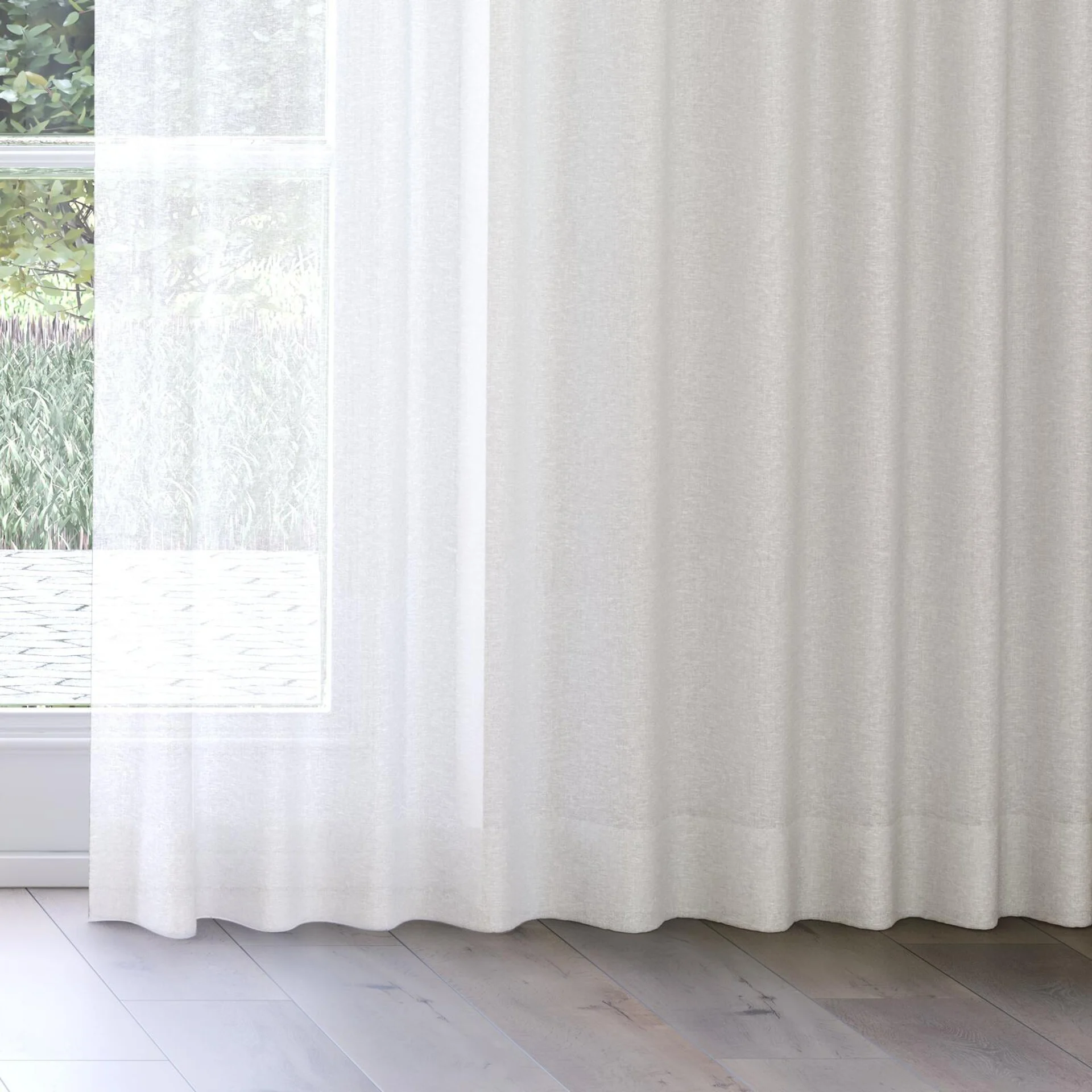 Bottom view of Savona Pure, on curtain rail