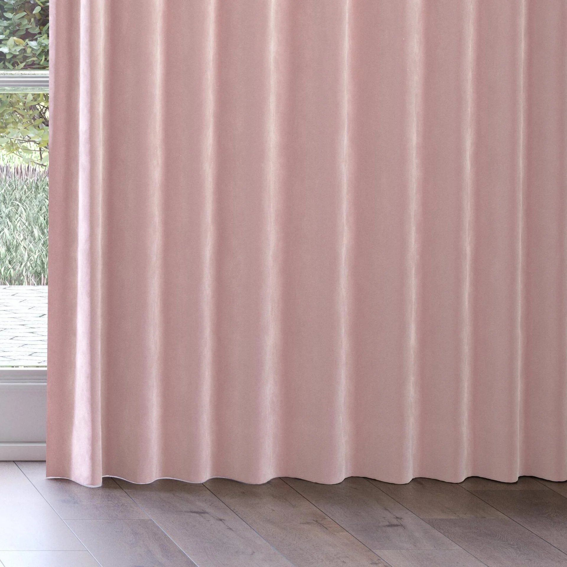 Bottom view of Lux Velvet Candy 8510, on curtain rail