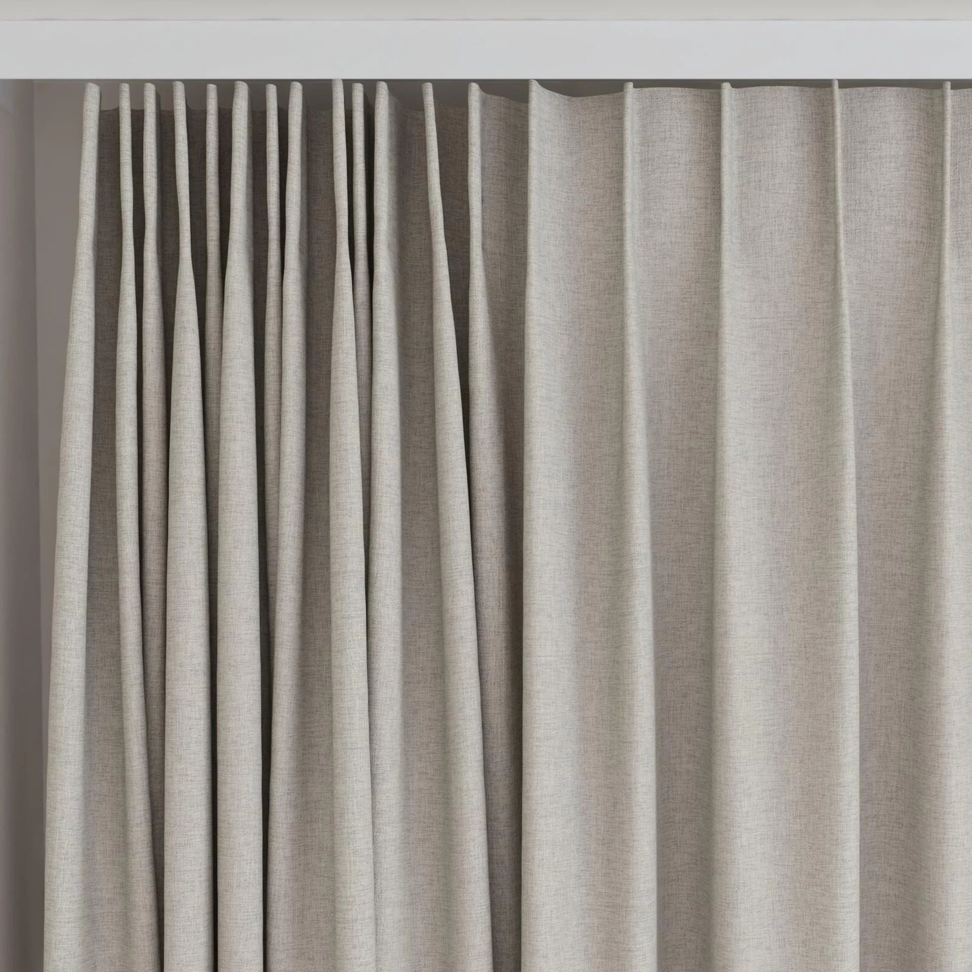 Top view of Envoy 2 Oatmeal 320cm, on curtain rail
