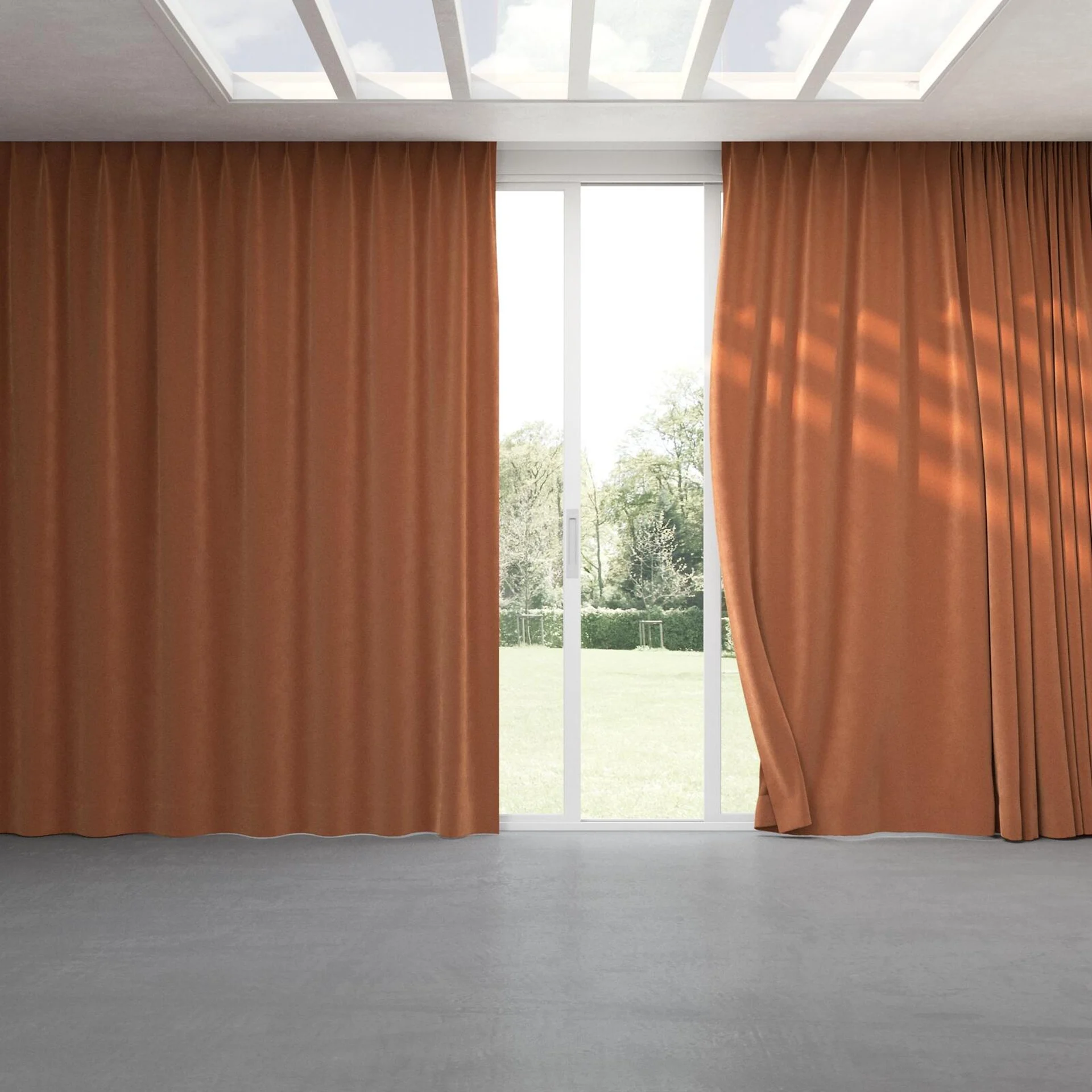 Full view of Vienna Rouge, pinch pleat