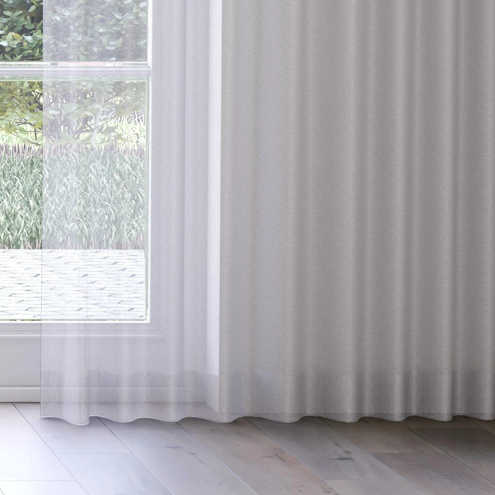 Bottom view of Hugo Steel, on curtain rail