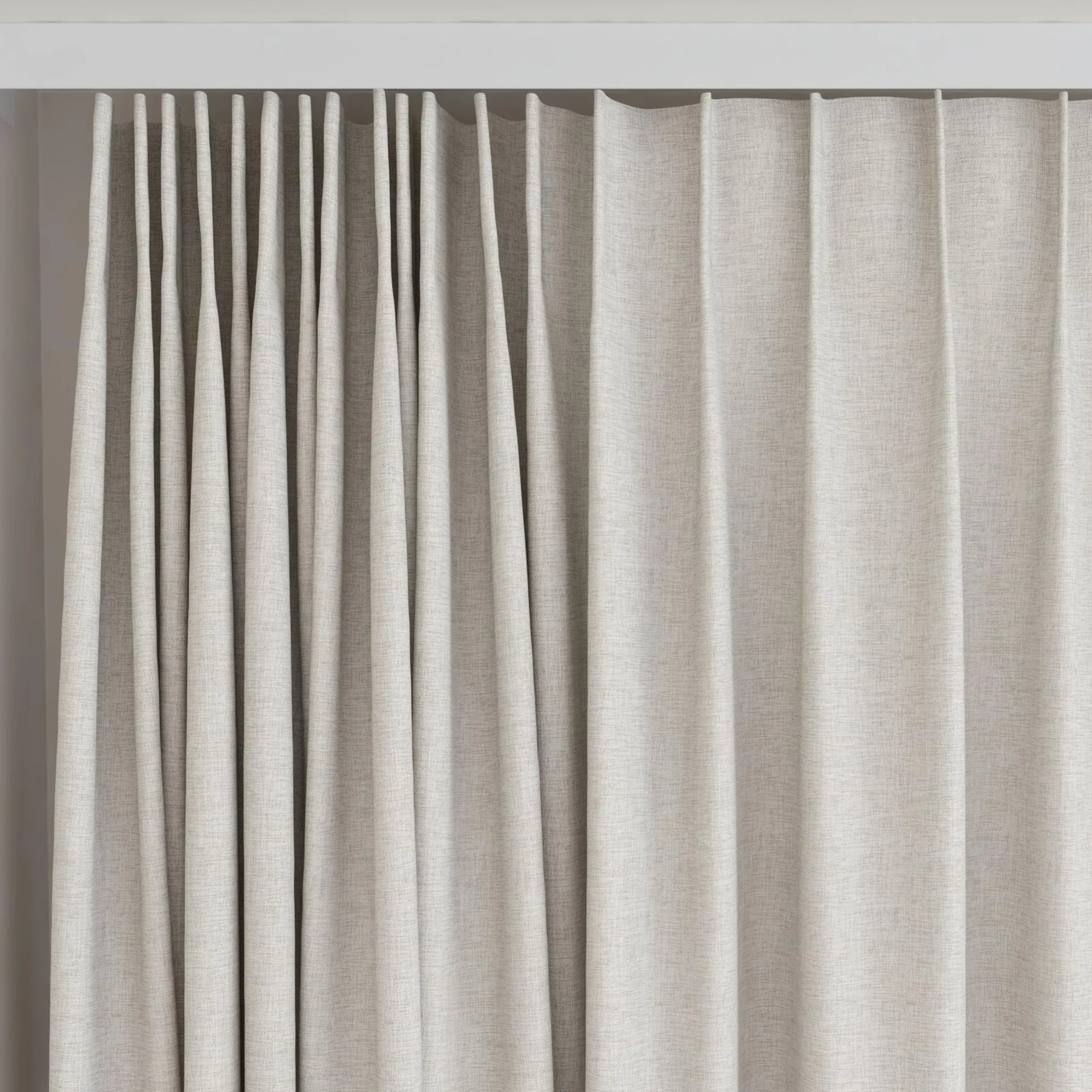 Top view of Envoy 2 Parchment 320cm, on curtain rail