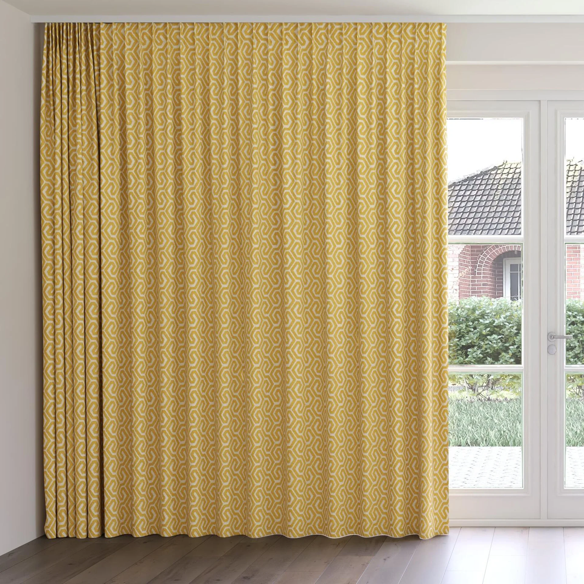 Front view of Comdeca Gold, on curtain rail
