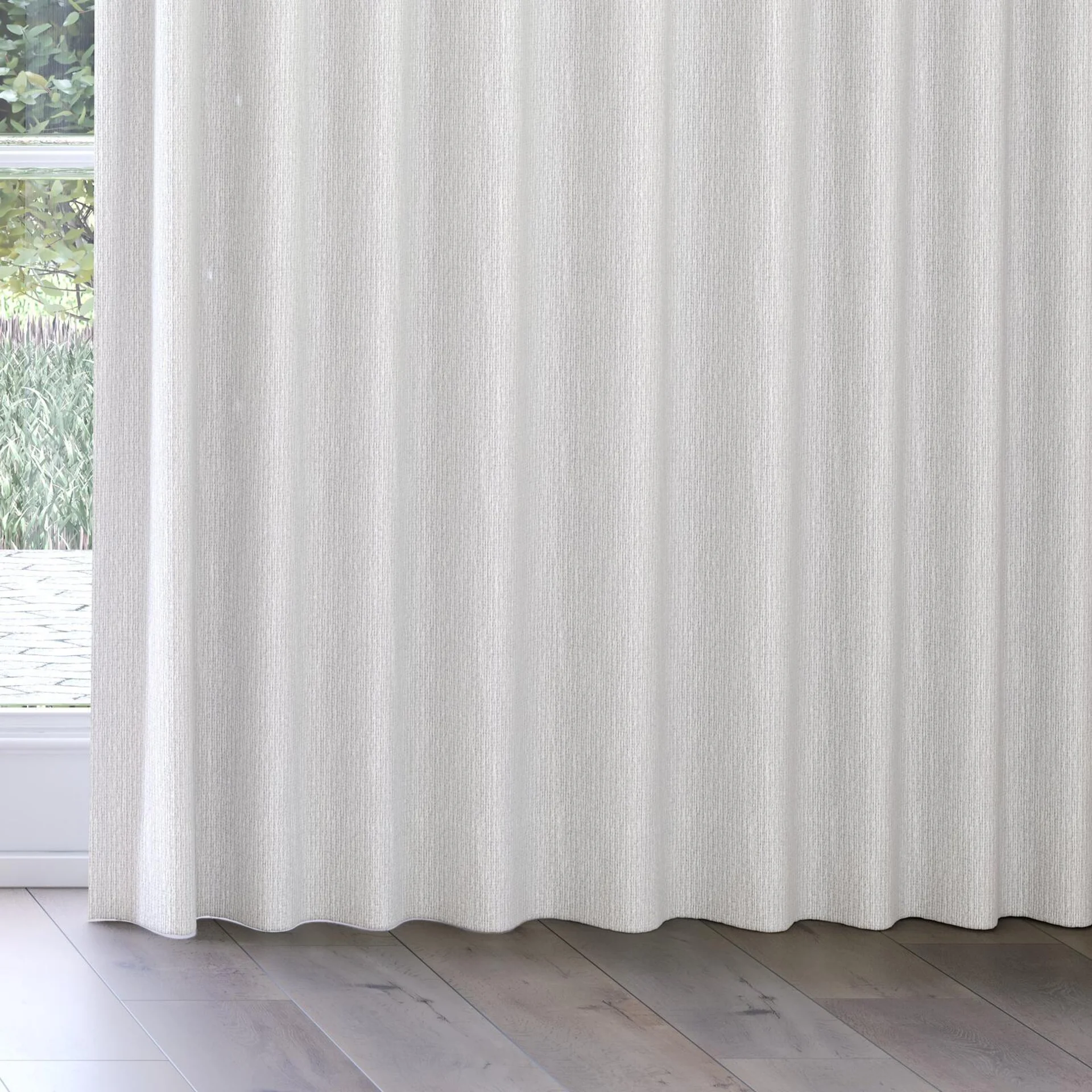 Bottom view of Semblance Angora, on curtain rail