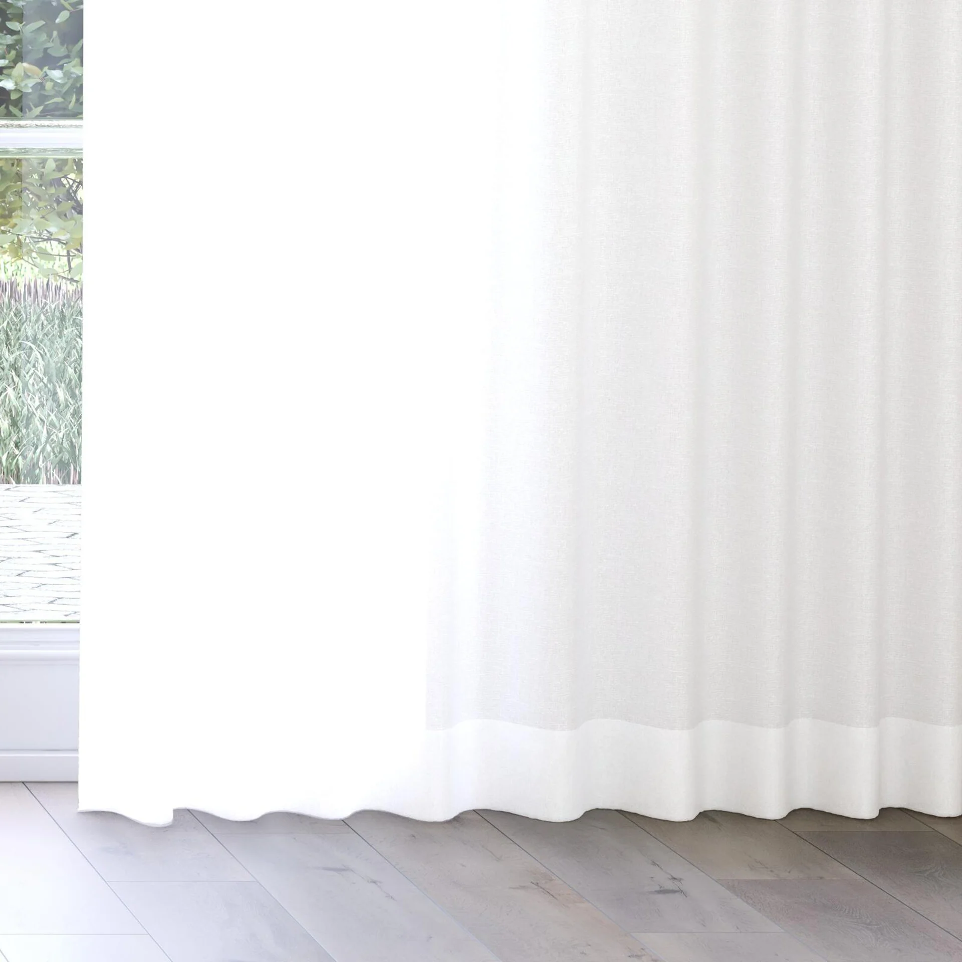 Bottom view of Pure Snow, on curtain rail