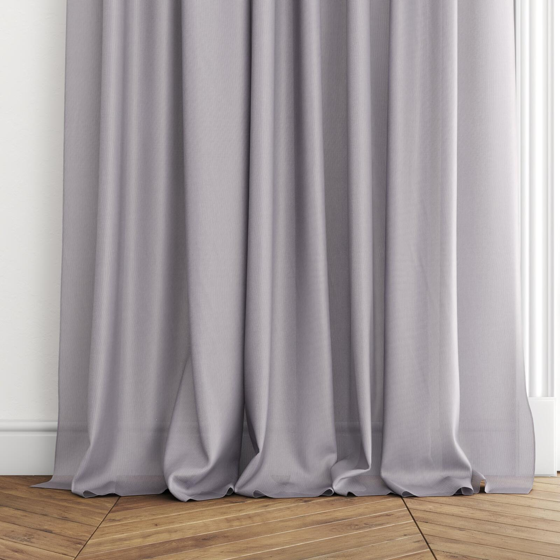 Bottom view of Jaba Parma, puddled with pinch pleat, on curtain rod