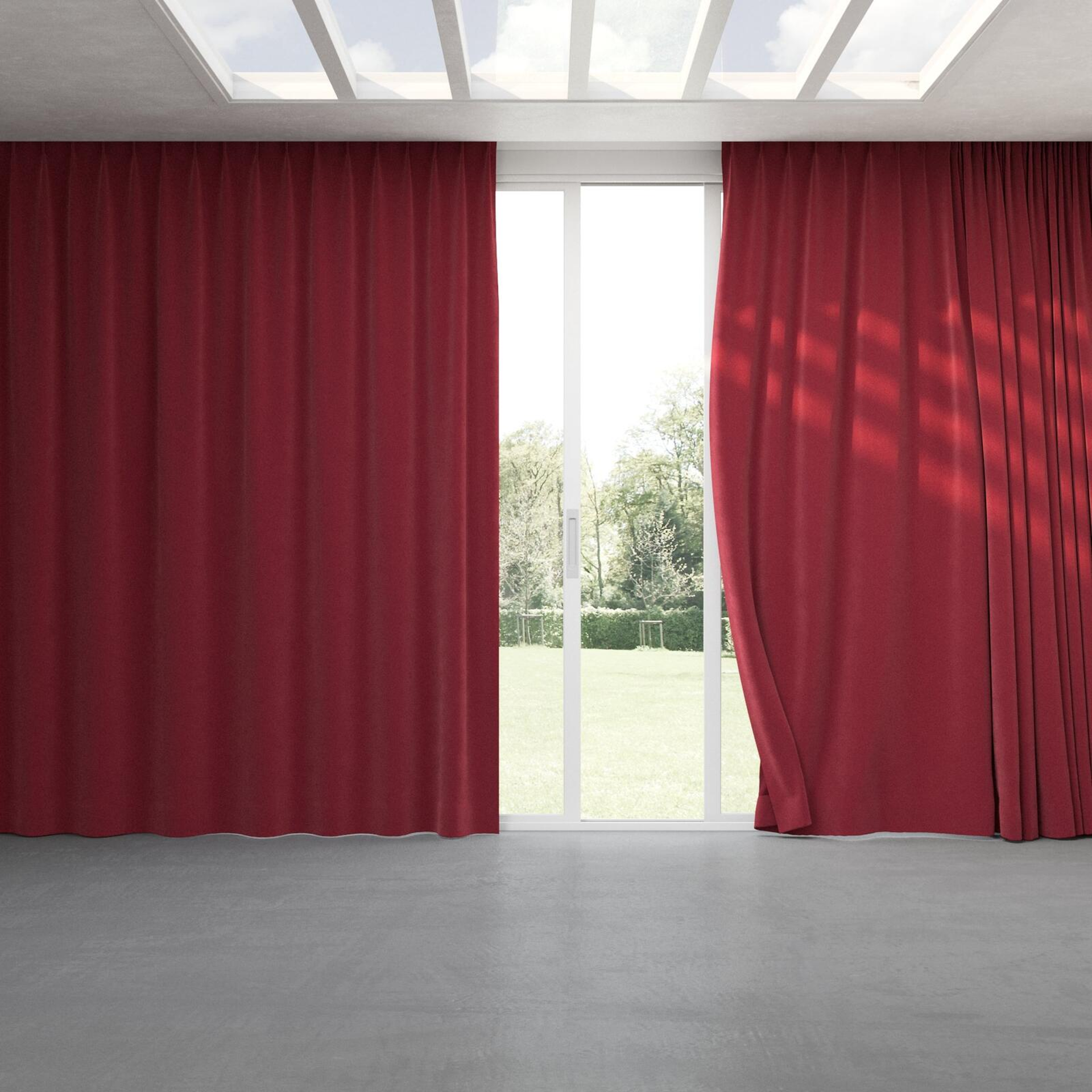 Full view of Moon Cabernet, pinch pleat