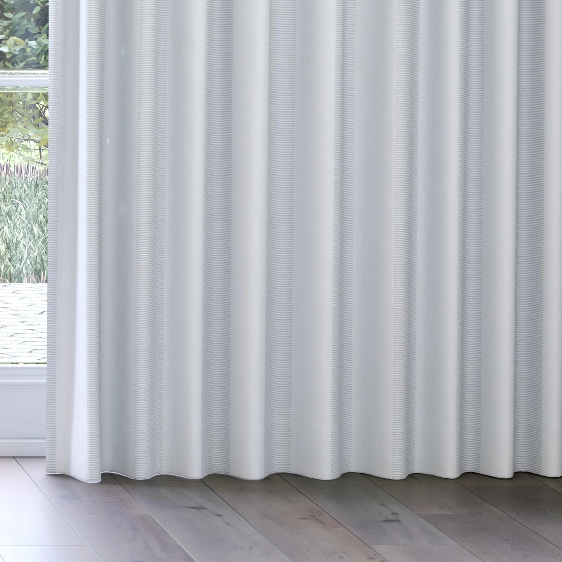 Bottom view of Borneo Uncoated Cloud, on curtain rail