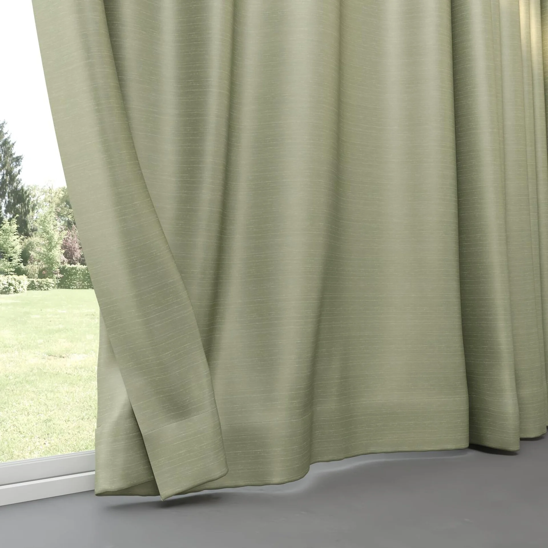 Bottom view of Silky Sage, pinch pleat