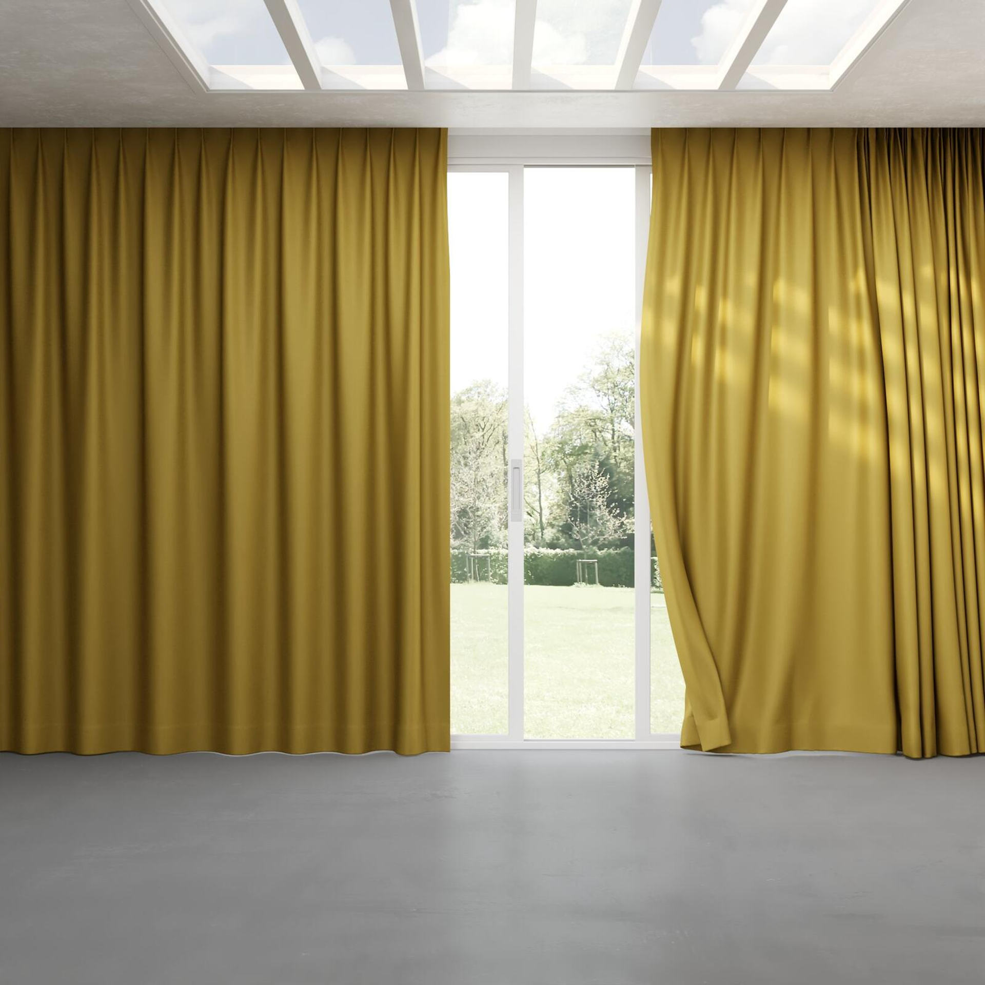Full view of Woolskin Olive, pinch pleat