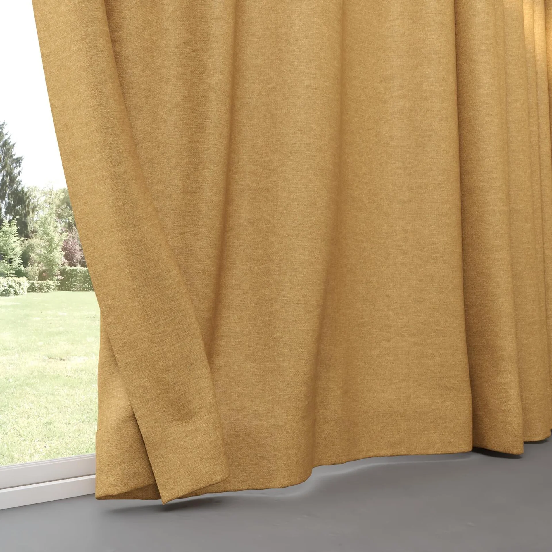 Bottom view of Colourwash Amber, pinch pleat