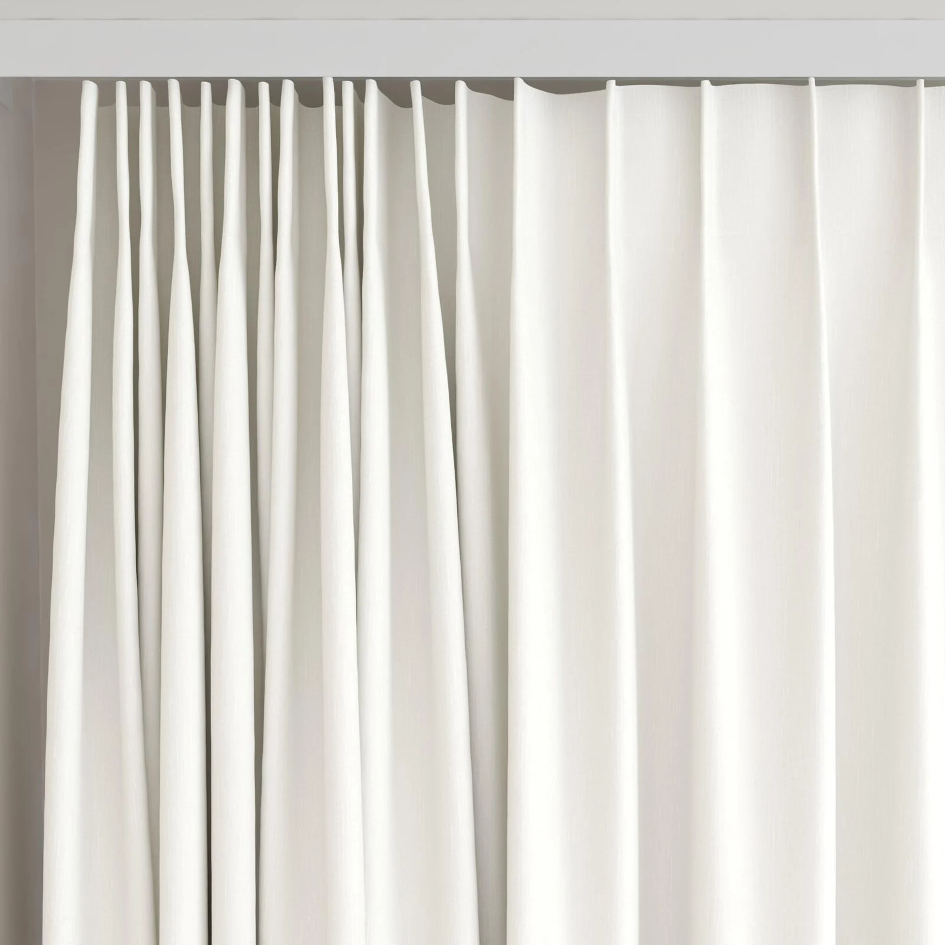 Top view of Coverlet Snow, on curtain rail