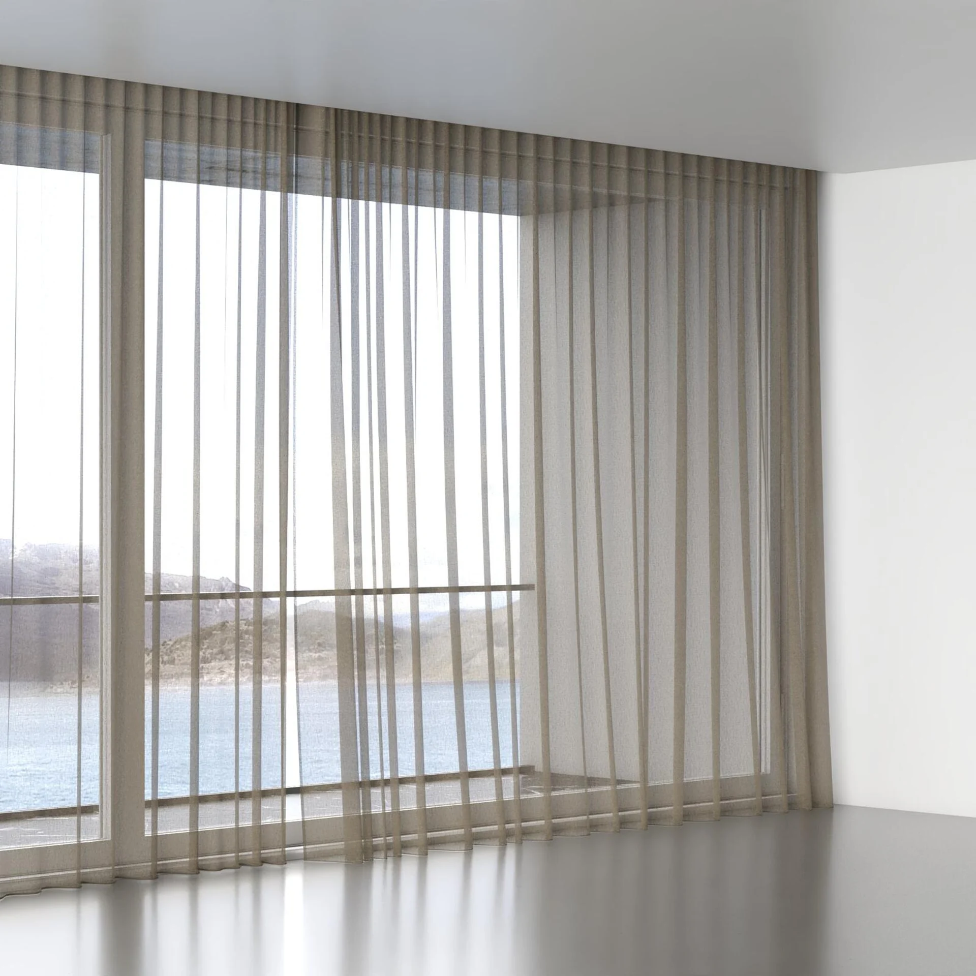 Full view of Pure Linen Fossil, wave pleat