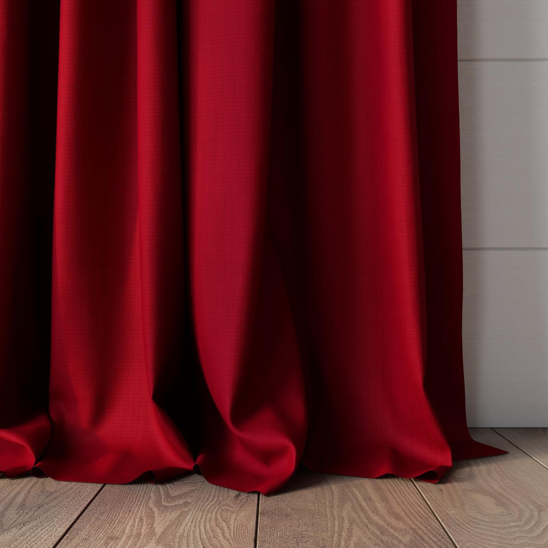 Bottom view of Lexicon Claret, puddled, on curtain rod
