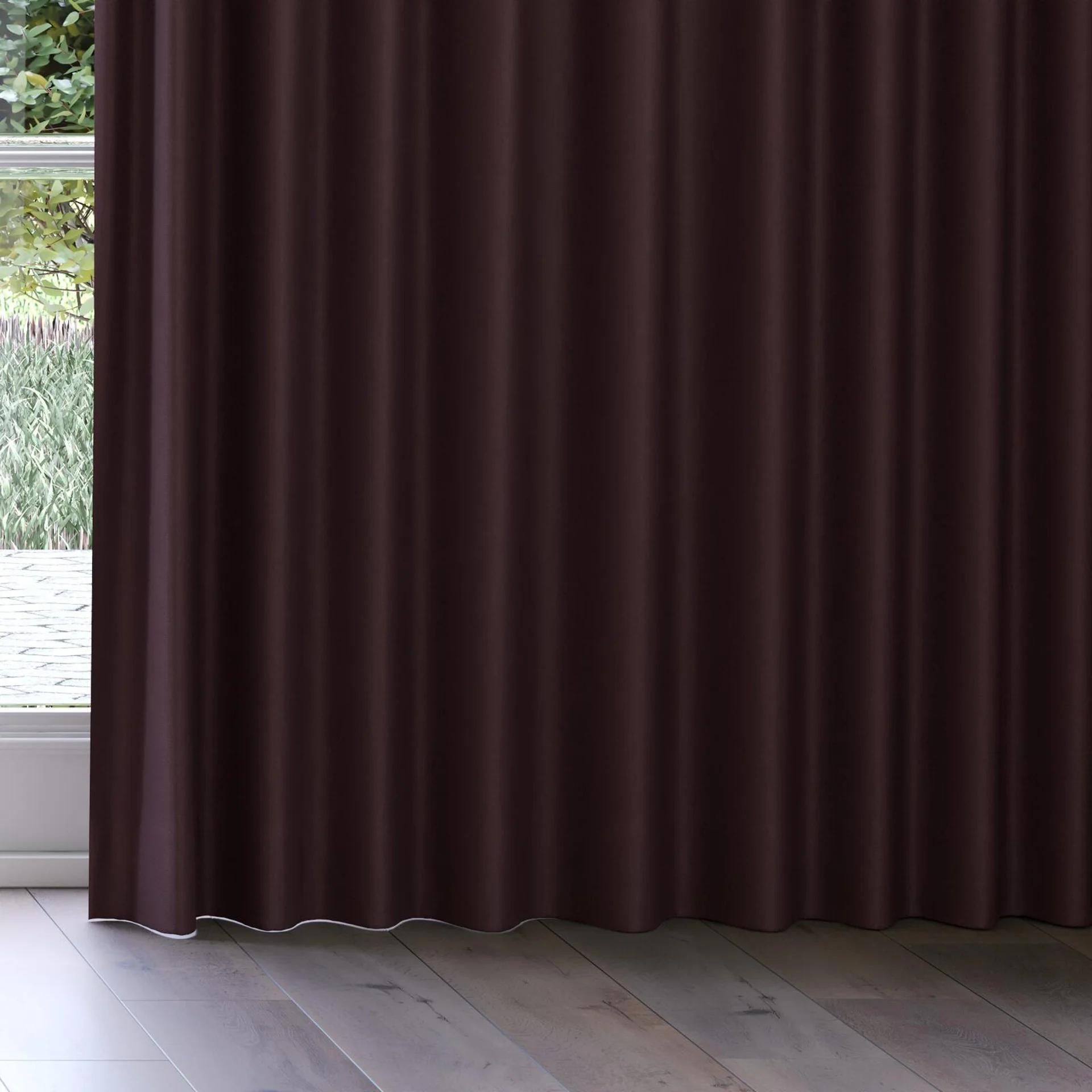 Bottom view of Eternal Plum, on curtain rail