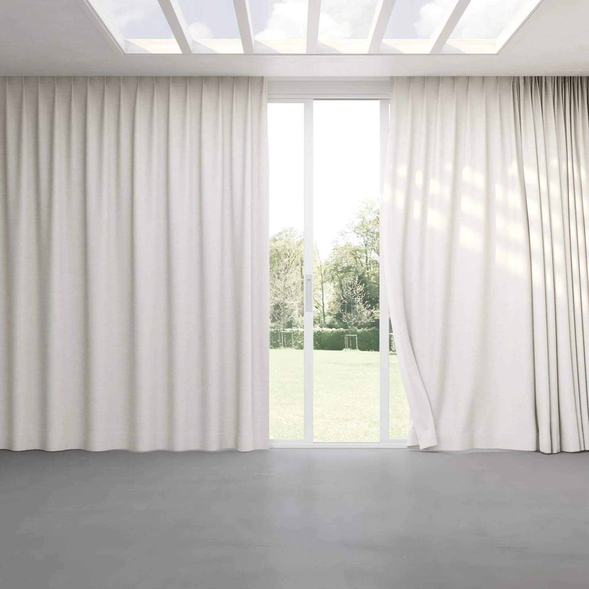Full view of Drama Silver, pinch pleat